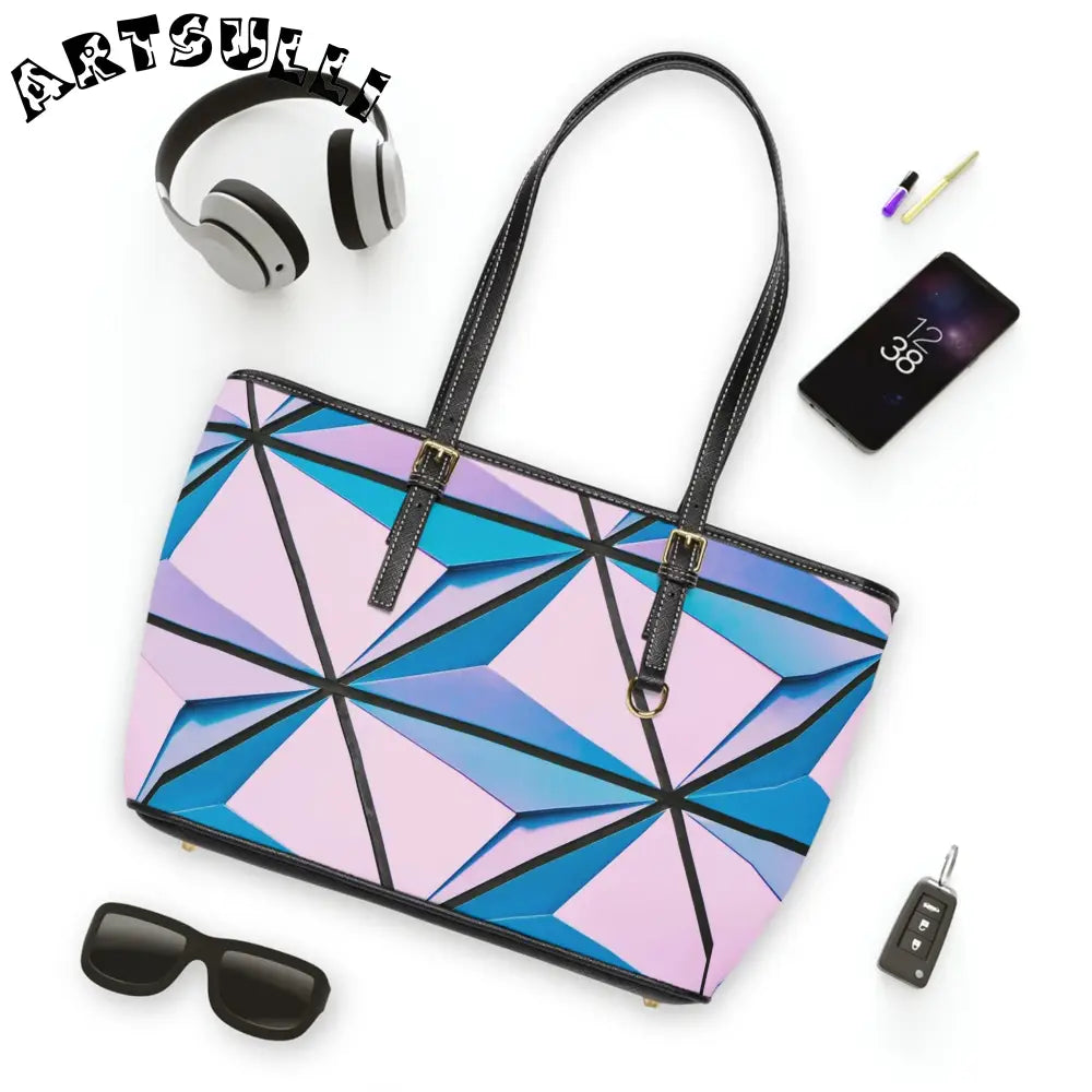 Geometric Pattern PU Leather Shoulder Bag, Artsulli - Art is Long, Life is Short, Bags, , , , , , , 