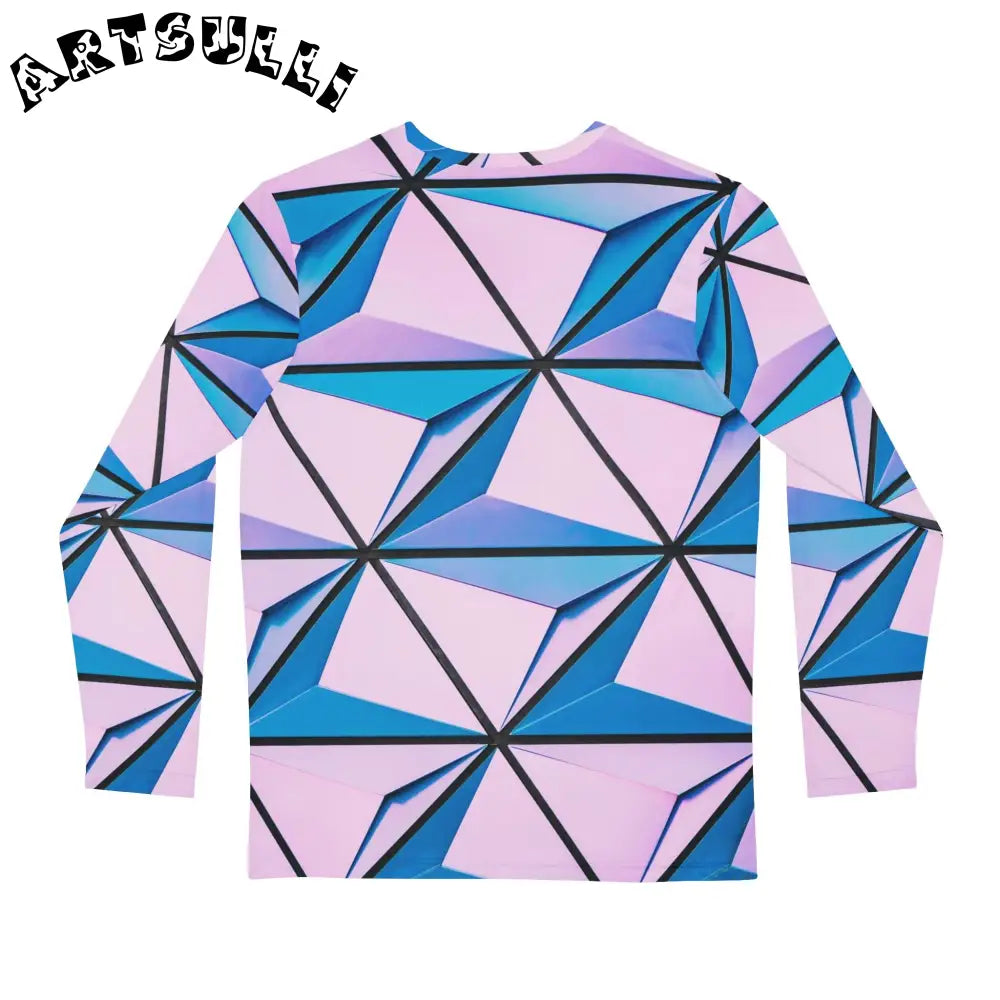 Geometric Pink and Blue Long Sleeve Shirt, Artsulli - Art is Long, Life is Short, All Over Prints, , , , , , , 