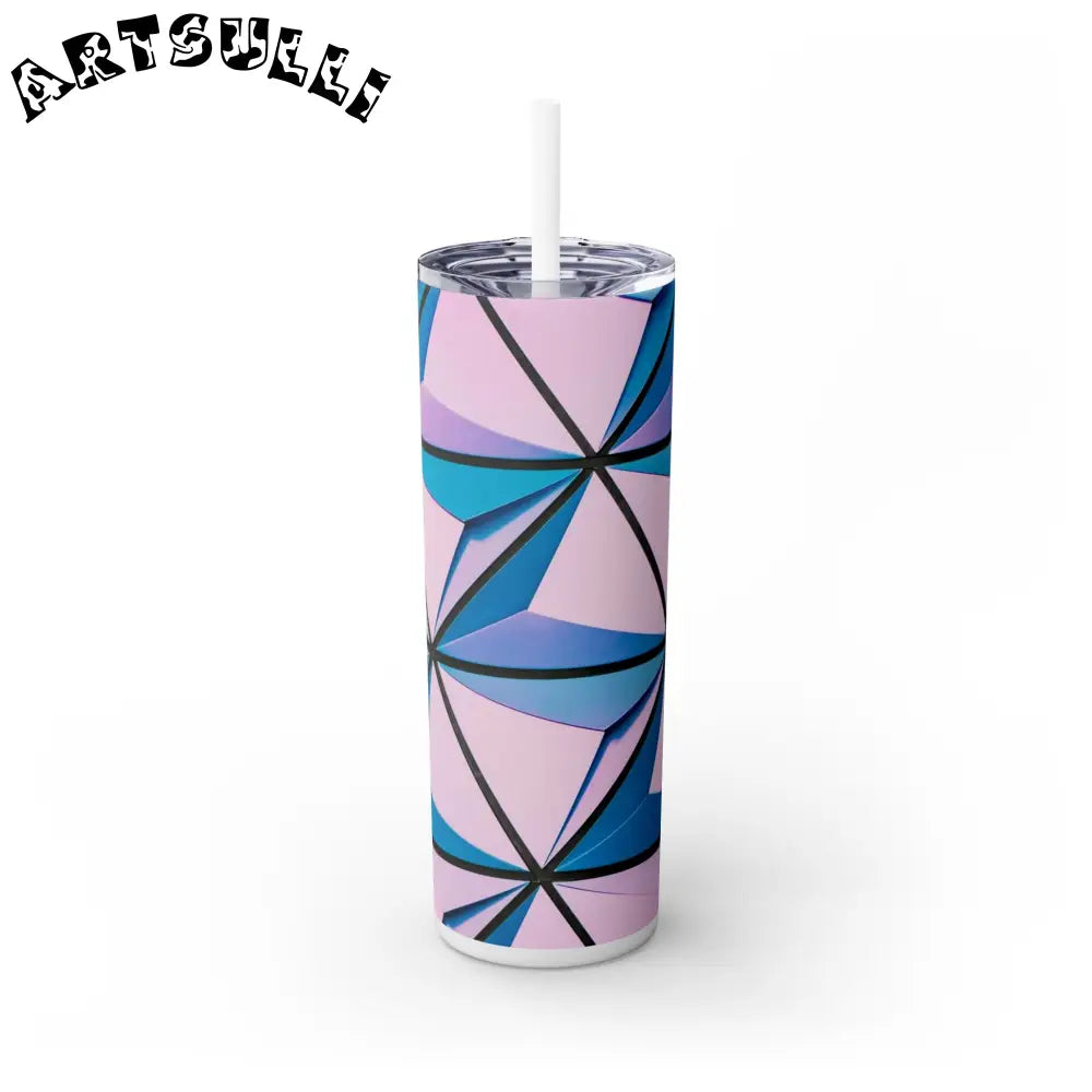Geometric Pink and Blue Maars Skinny Tumbler, Artsulli - Art is Long, Life is Short, Mug, , , , , , , 