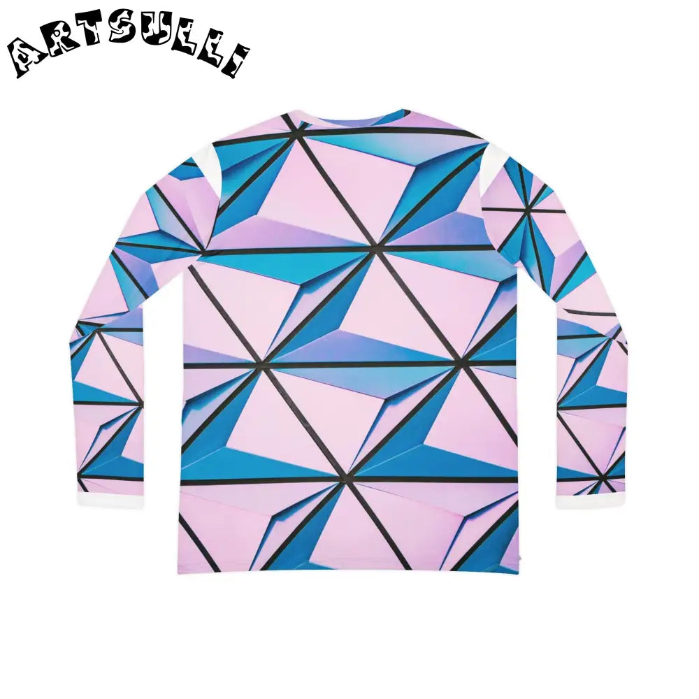 Geometric Triangle V-Neck Long Sleeve Top, Artsulli - Art is Long, Life is Short, All Over Prints, , , , , , , 