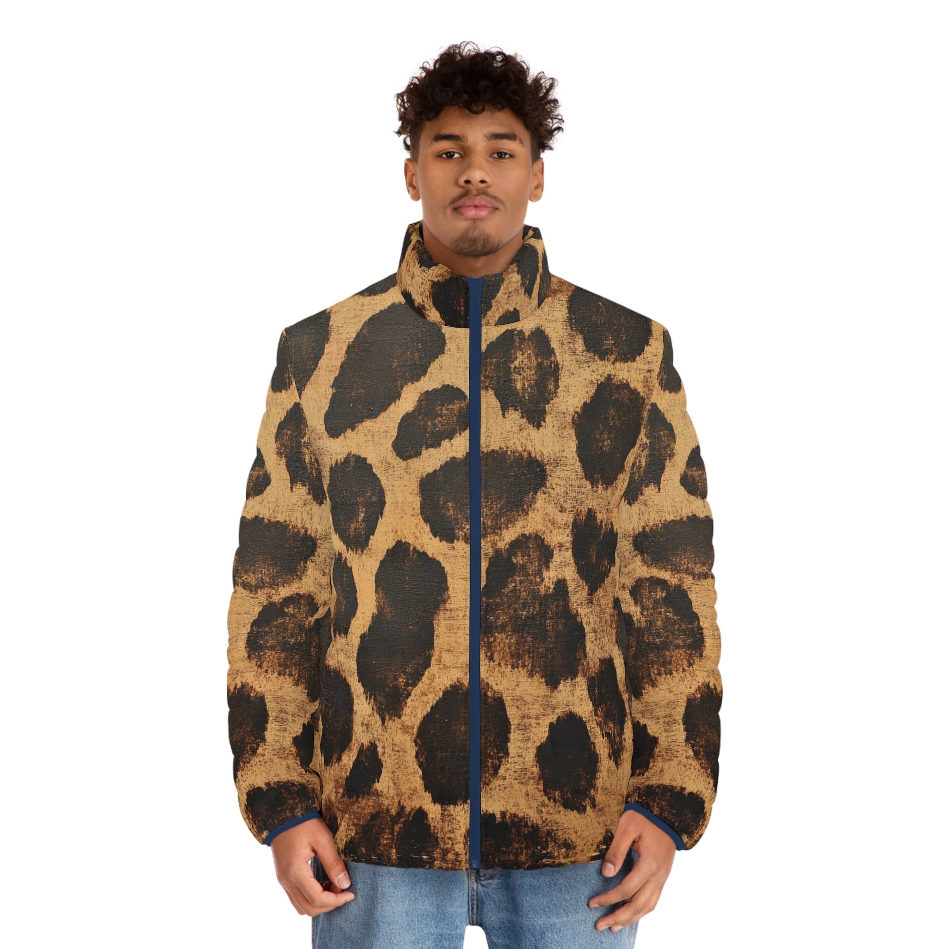 Giraffe Print Puffer Jacket, Artsulli - Art is Long, Life is Short, All Over Prints, , , , , , , 