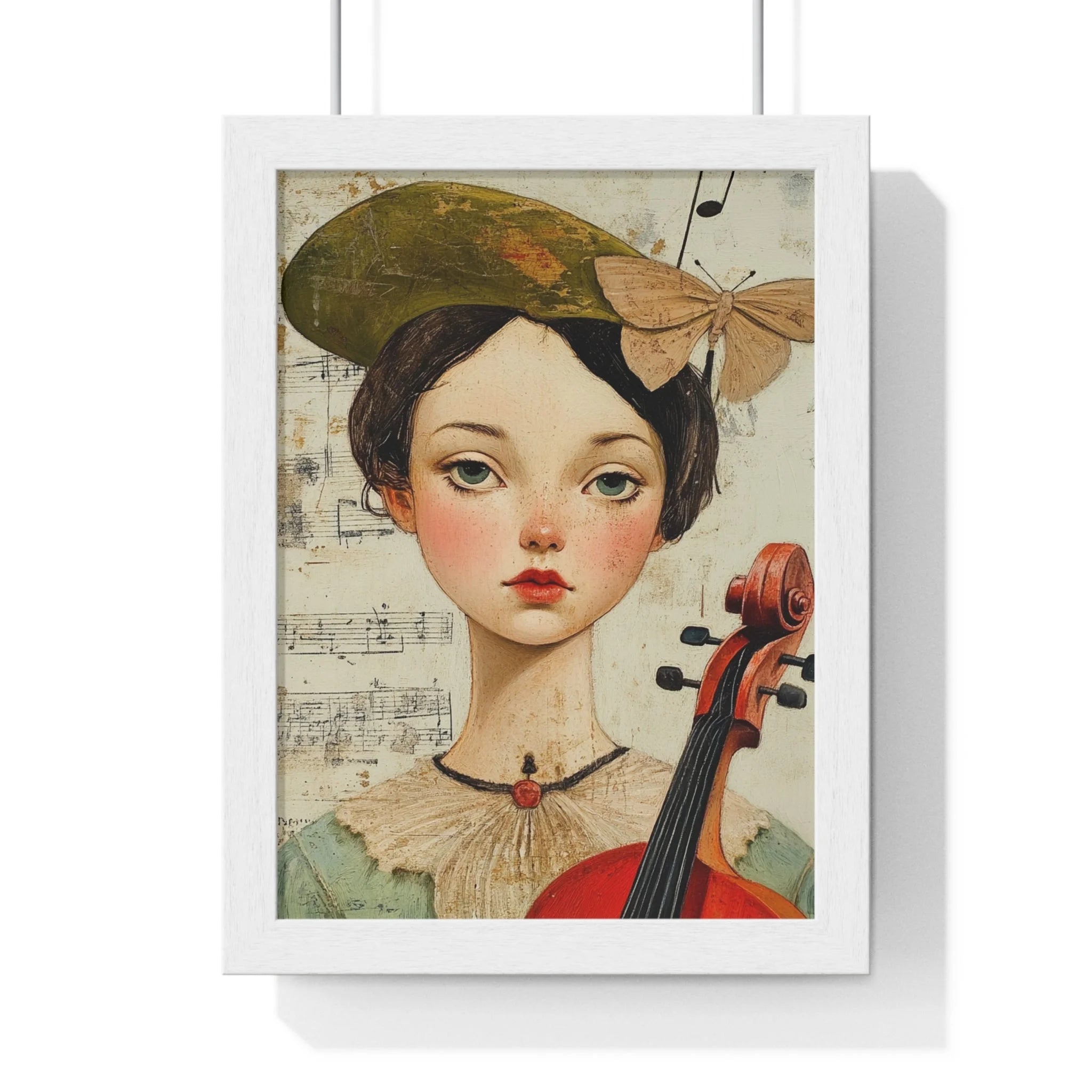 Buy The Best red violin gold accents black By Artsulli x Color Printify - Girl with Violin Framed Poster - 2025