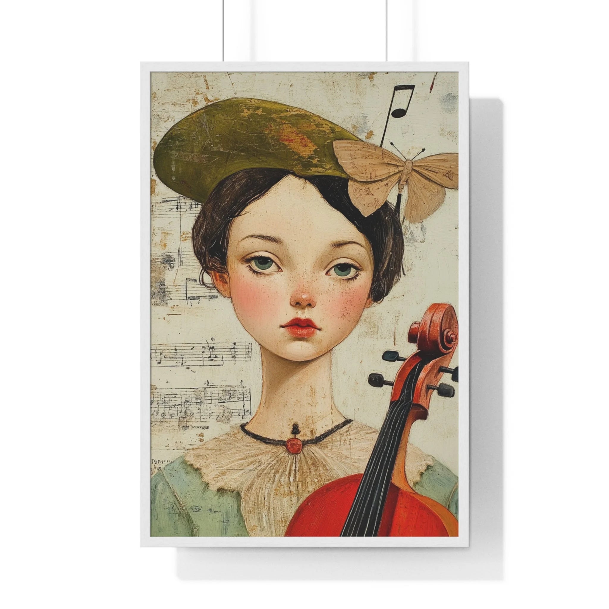 Buy The Best red cello gold accents bow By Artsulli x Color Printify - Girl with Violin Framed Poster - 2025