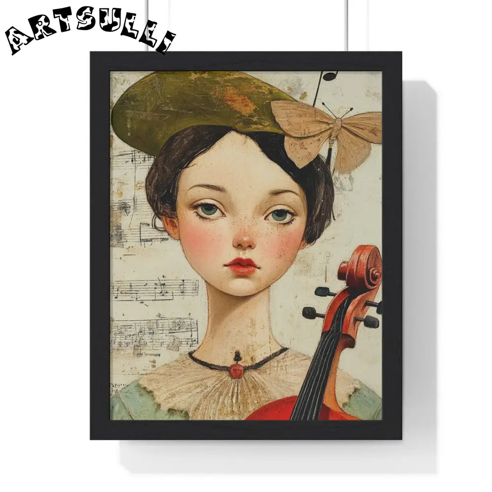 Girl with Violin Framed Poster, Artsulli - Art is Long, Life is Short, Poster, Size, 11″ x 14″, Color, Black, , , 30127262672964365427
