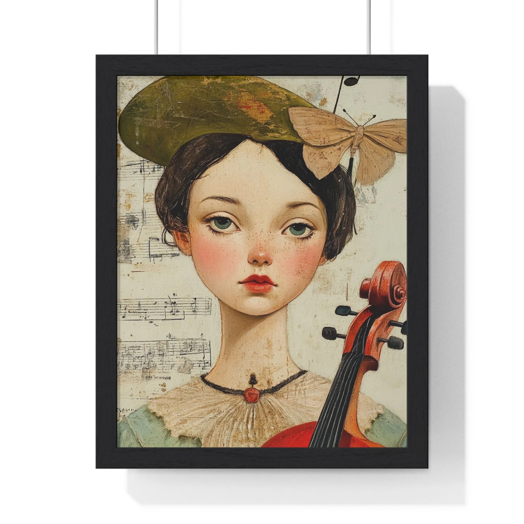 Buy The Best green hat butterfly design By Artsulli x Color Printify - Girl with Violin Framed Poster - 2025