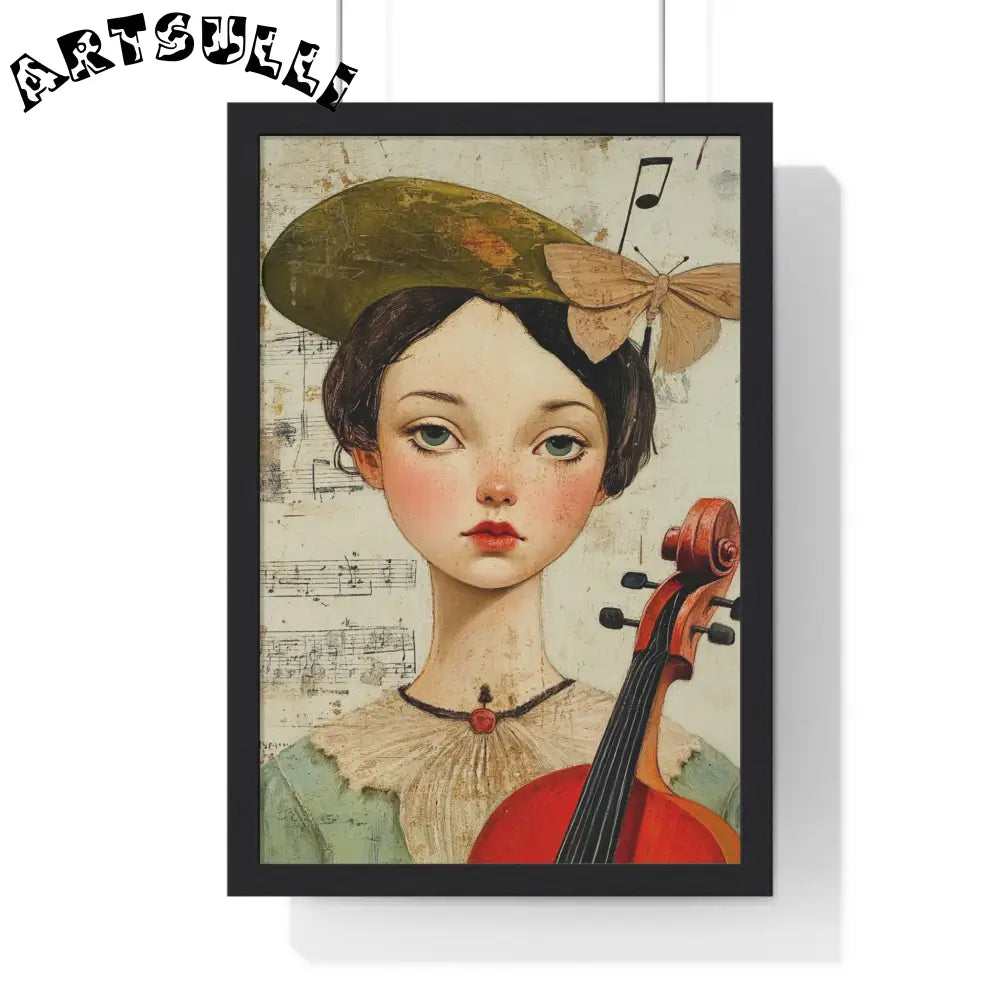 Girl with Violin Framed Poster, Artsulli - Art is Long, Life is Short, Poster, Size, 12″ x 18″, Color, Black, , , 22450940457453370404