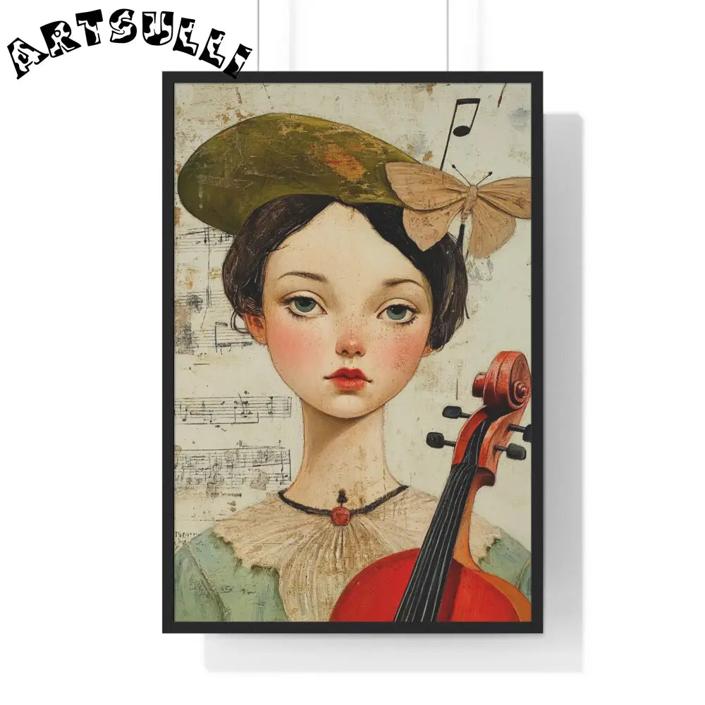 Girl with Violin Framed Poster, Artsulli - Art is Long, Life is Short, Poster, Size, 24″ x 36″, Color, Black, , , 26648797078673800650