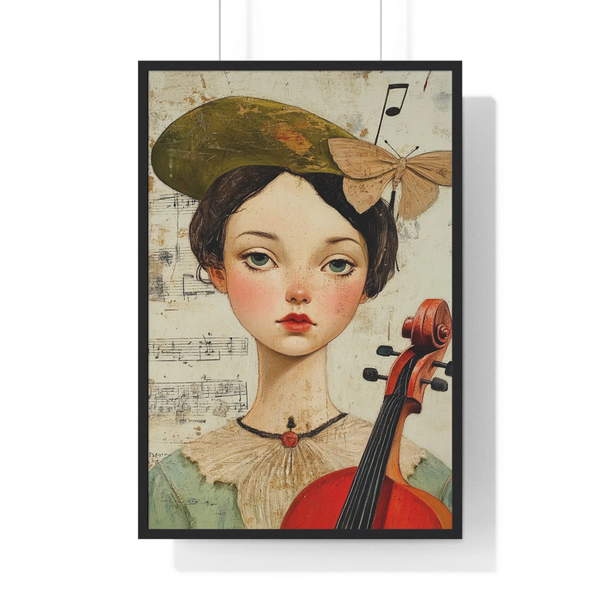 Buy The Best red cello gold accents black By Artsulli x Color Printify - Girl with Violin Framed Poster - 2025