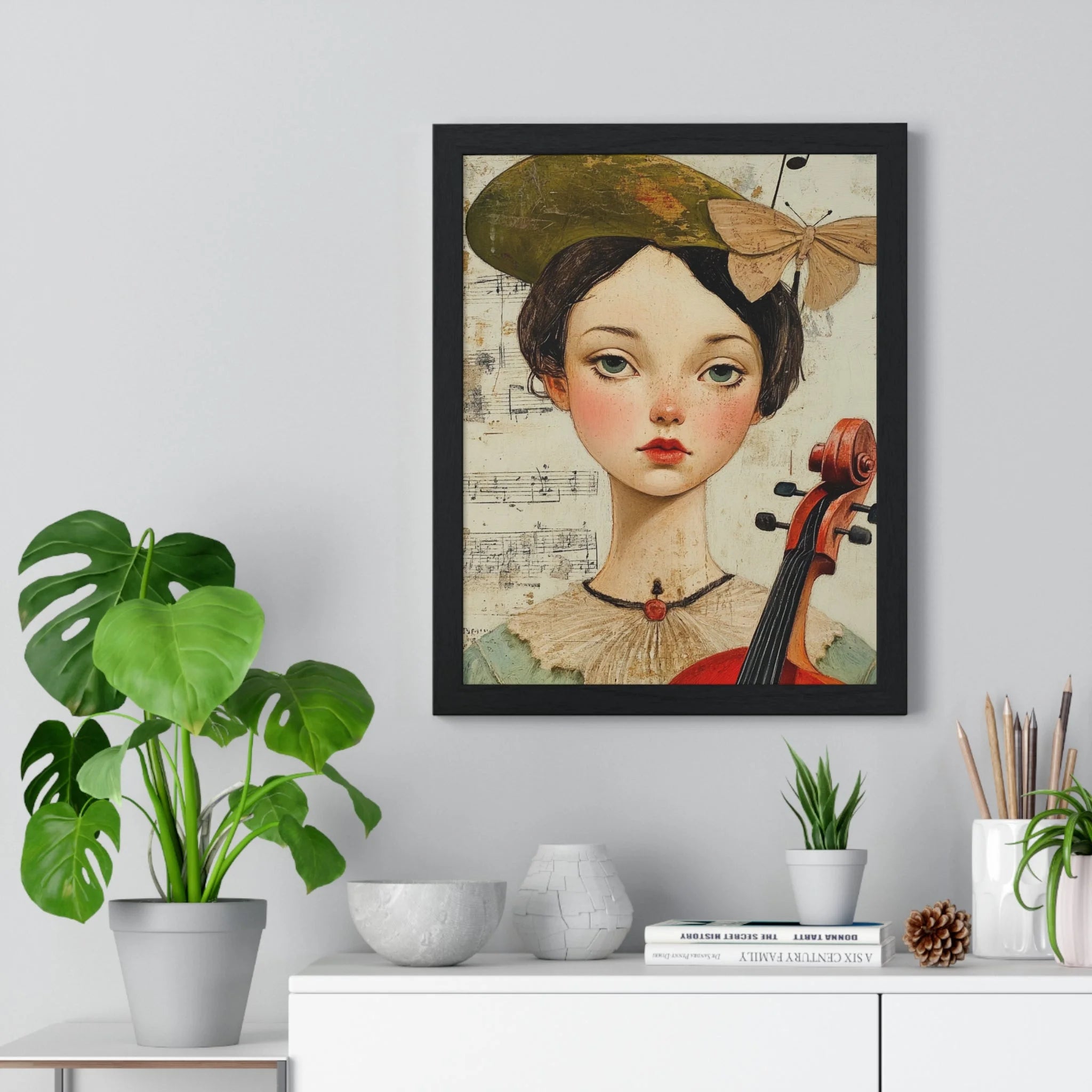 Buy The Best red violin wall art gold By Artsulli x Color Printify - Girl with Violin Framed Poster - 2025