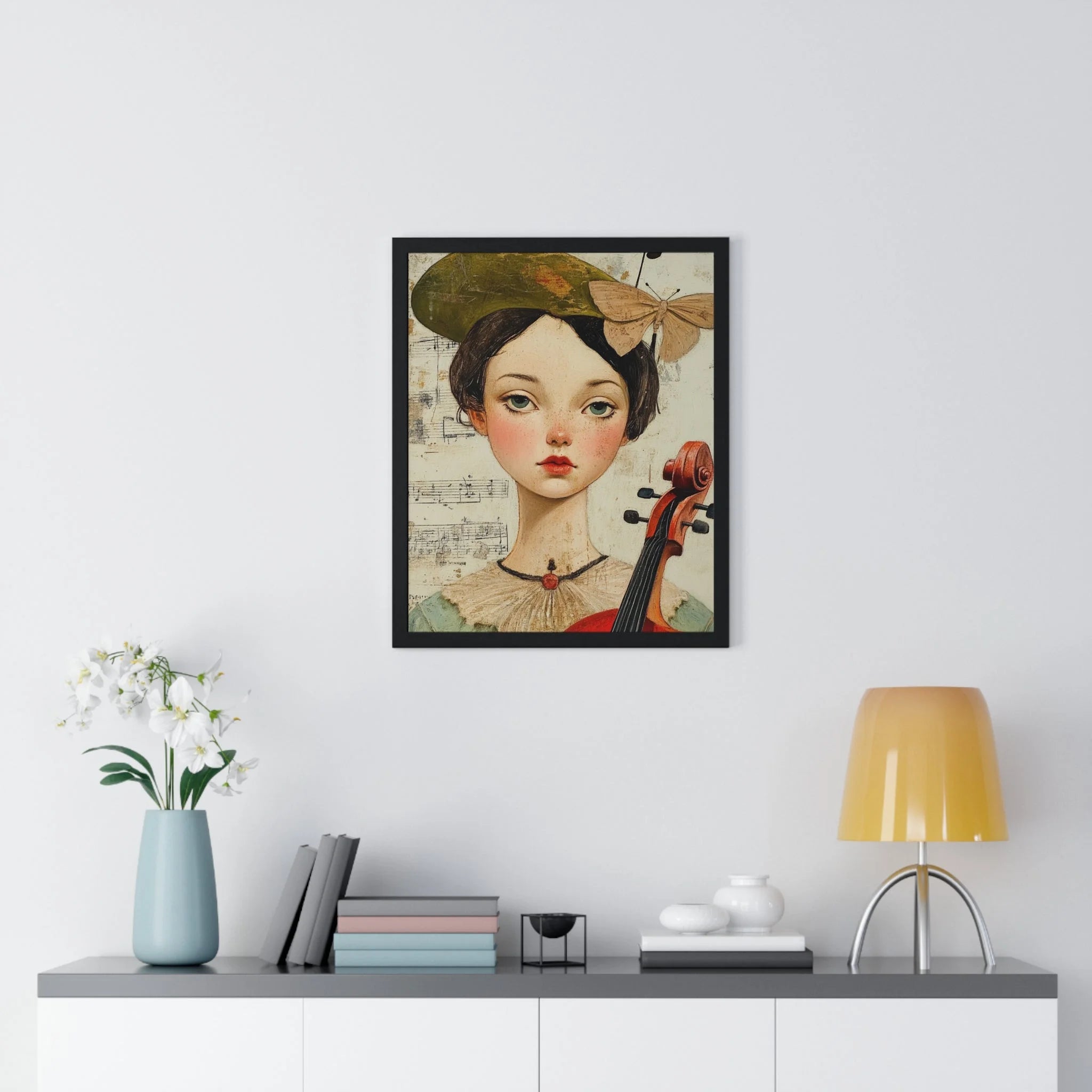 Buy The Best black framed artwork girl red By Artsulli x Color Printify - Girl with Violin Framed Poster - 2025