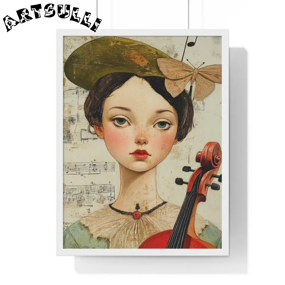 Girl with Violin Framed Poster, Artsulli - Art is Long, Life is Short, Poster, Size, 18″ x 24″, Color, White, , , 26832055942951863525