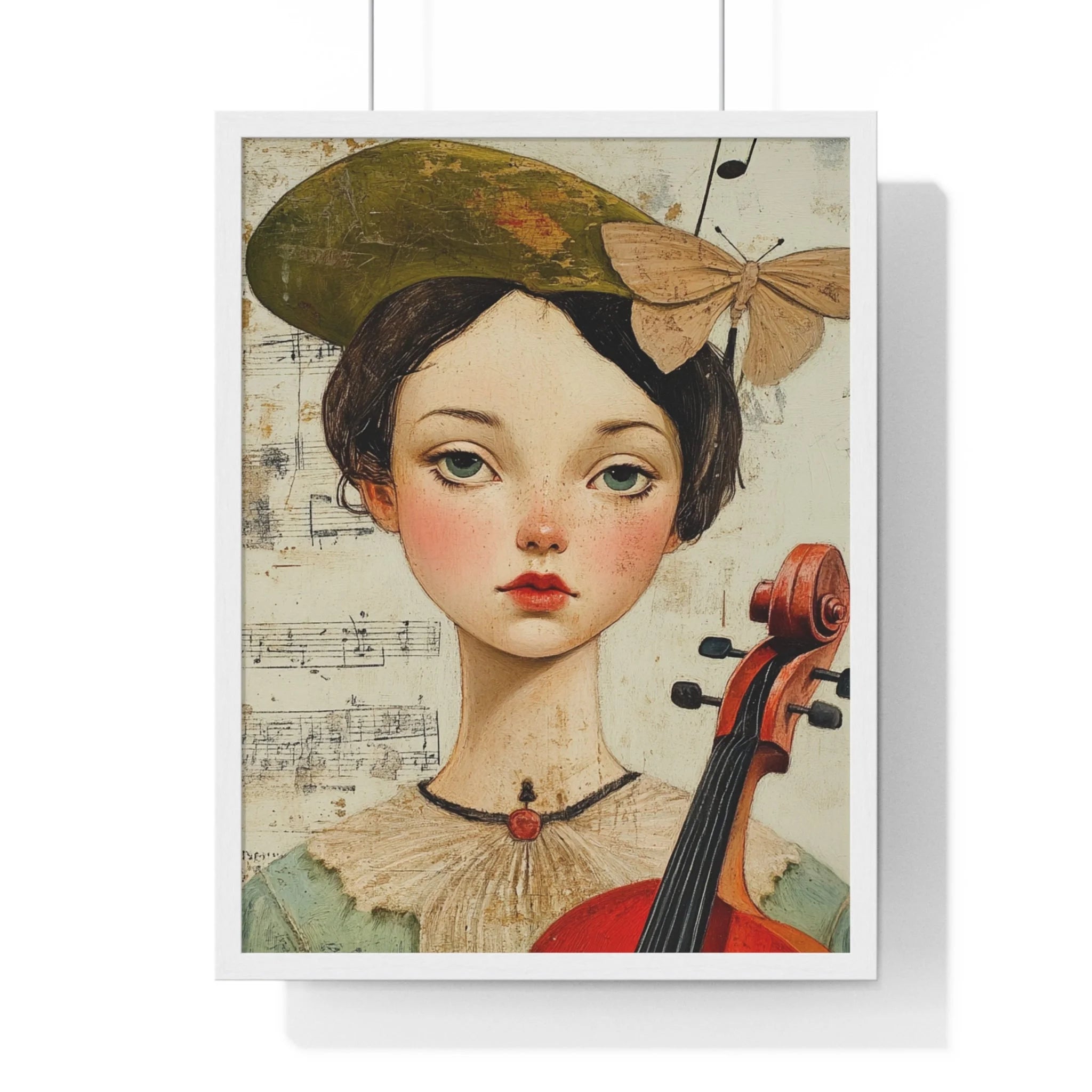 Buy The Best red cello gold accents black By Artsulli x Color Printify - Girl with Violin Framed Poster - 2025