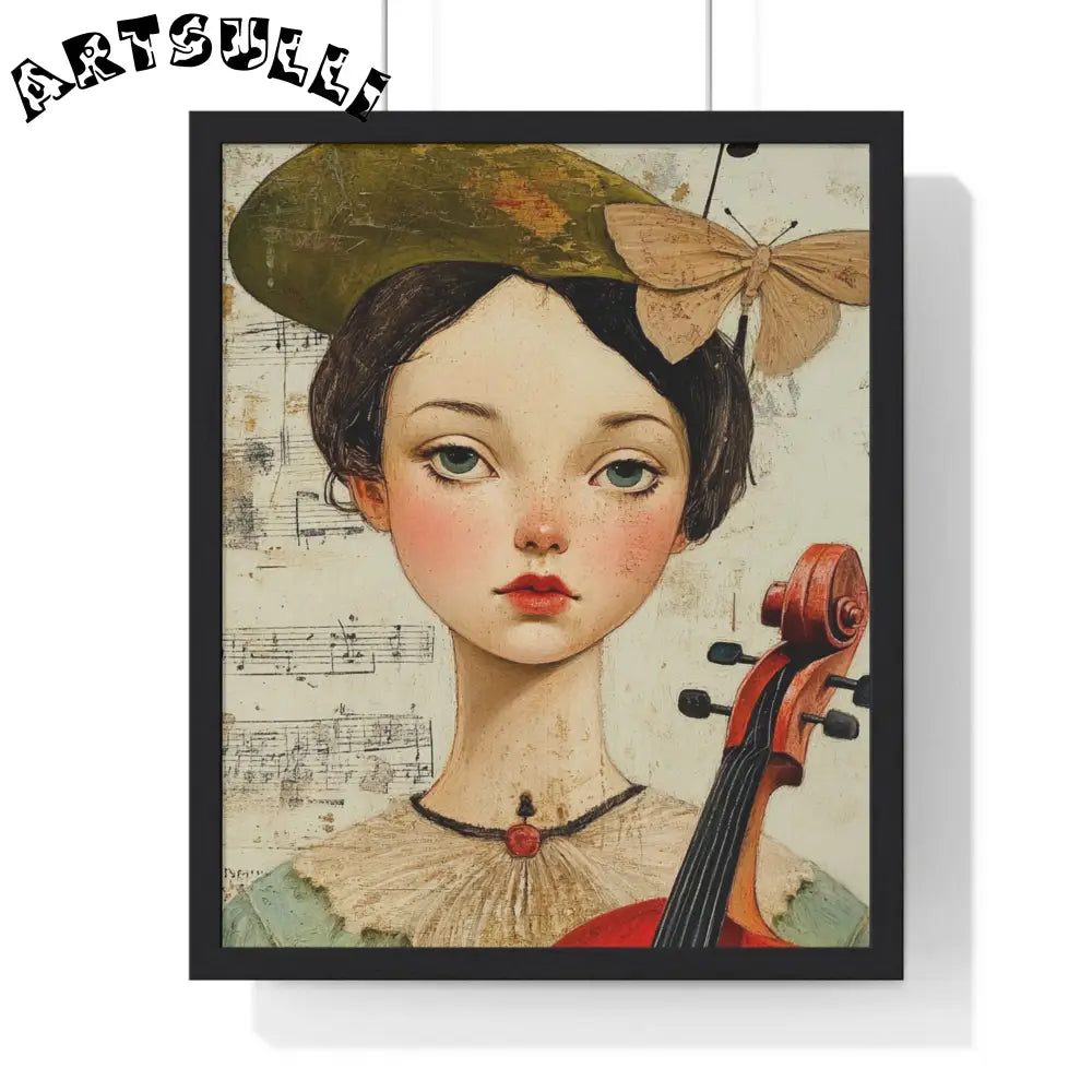 Girl with Violin Framed Poster, Artsulli - Art is Long, Life is Short, Poster, Size, 16" x 20", Color, Black, , , 16742450066212248257