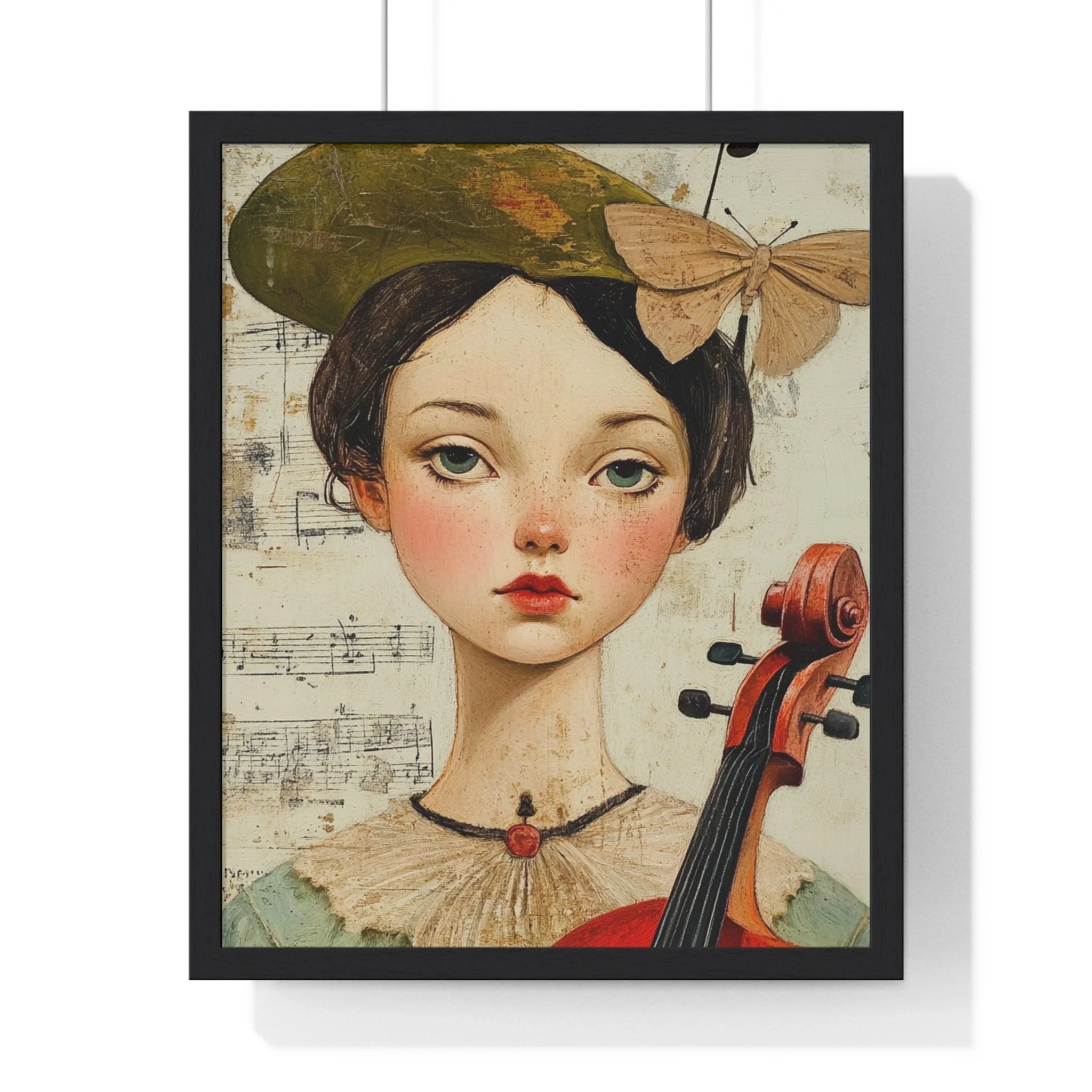 Buy The Best green hat butterfly design red By Artsulli x Color Printify - Girl with Violin Framed Poster - 2025