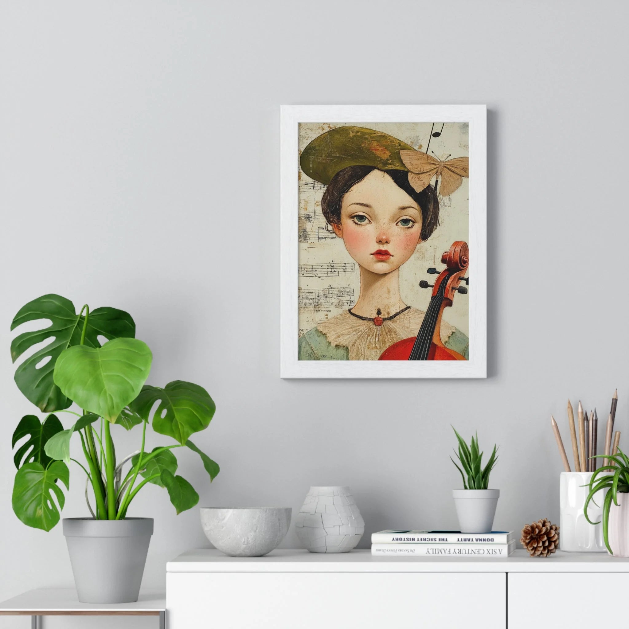 Buy The Best red cello art print gold By Artsulli x Color Printify - Girl with Violin Framed Poster - 2025