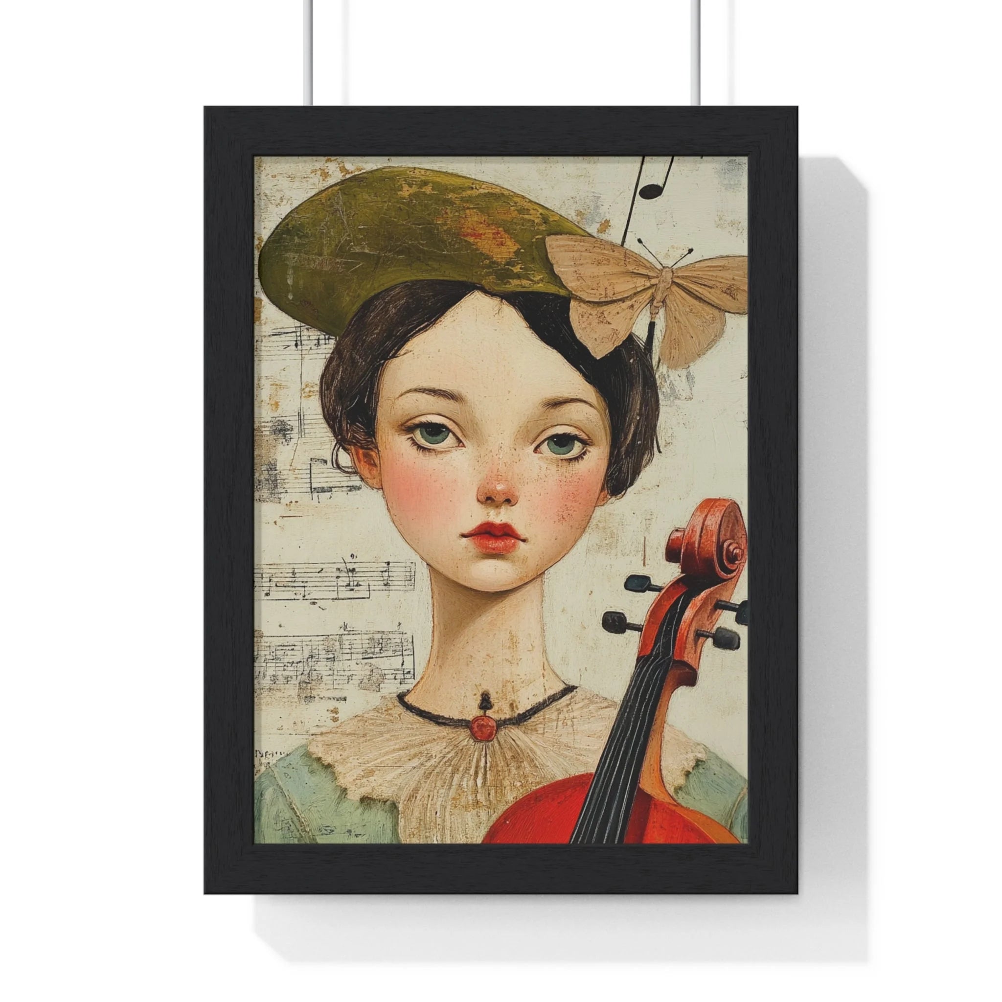 Buy The Best black framed artwork woman green By Artsulli x Color Printify - Girl with Violin Framed Poster - 2025