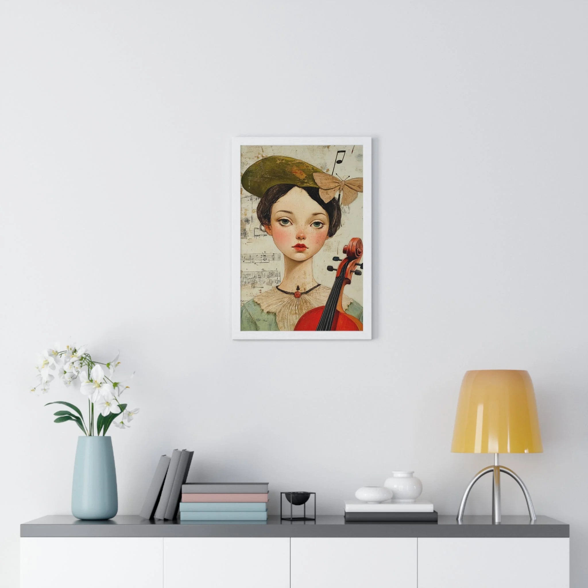 Buy The Best framed artwork girl musical notes By Artsulli x Color Printify - Girl with Violin Framed Poster - 2025