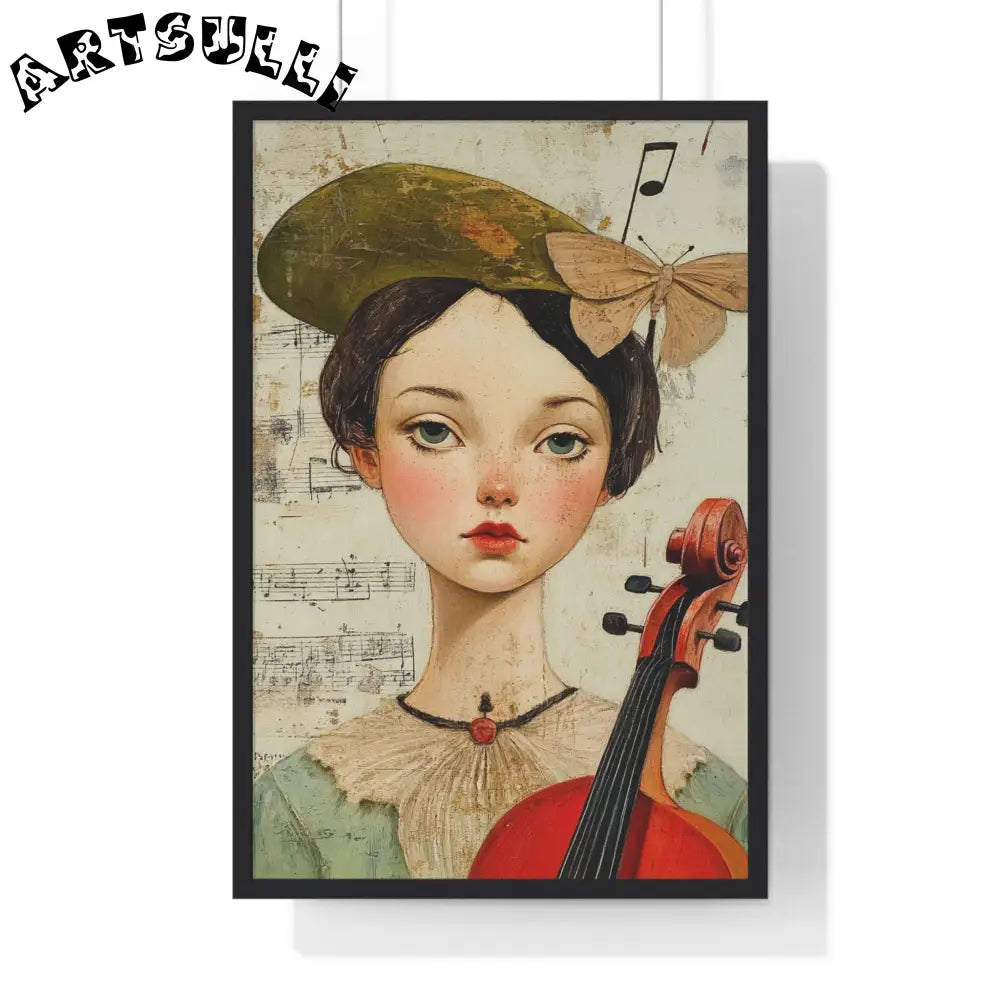 Girl with Violin Framed Poster, Artsulli - Art is Long, Life is Short, Poster, Size, 20" x 30", Color, Black, , , 25560286646664035648