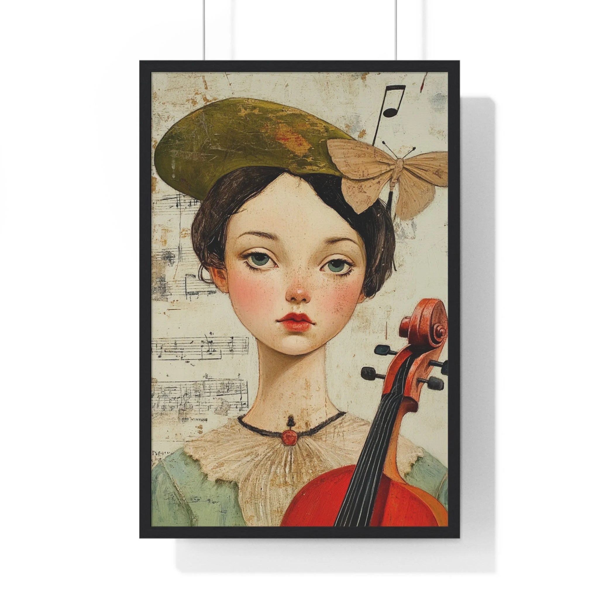 Buy The Best red cello gold accents black By Artsulli x Color Printify - Girl with Violin Framed Poster - 2025