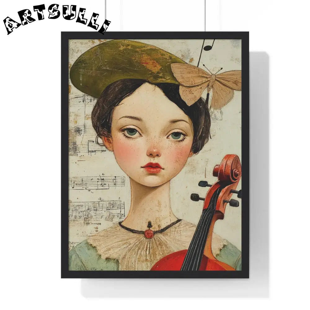 Girl with Violin Framed Poster, Artsulli - Art is Long, Life is Short, Poster, Size, 18″ x 24″, Color, Black, , , 21982433382953895821