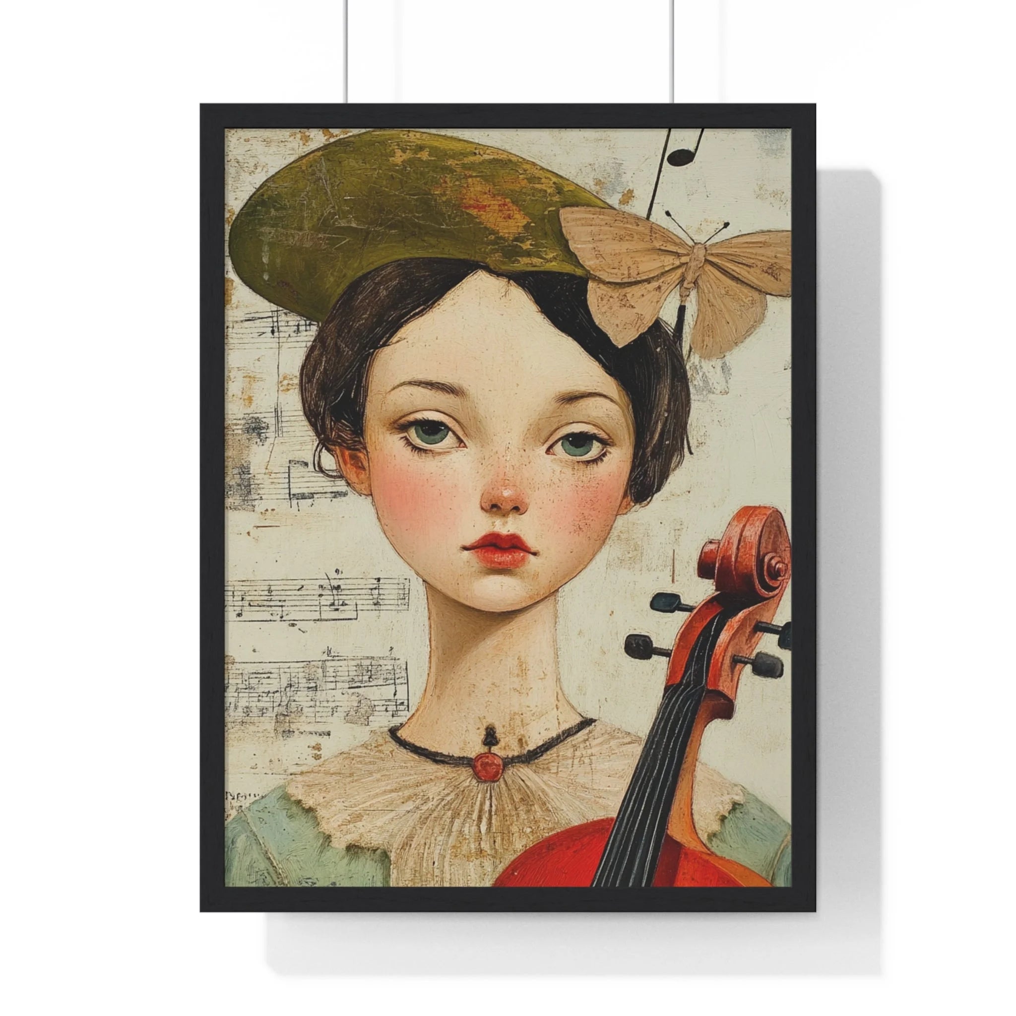Buy The Best red cello gold accents black By Artsulli x Color Printify - Girl with Violin Framed Poster - 2025