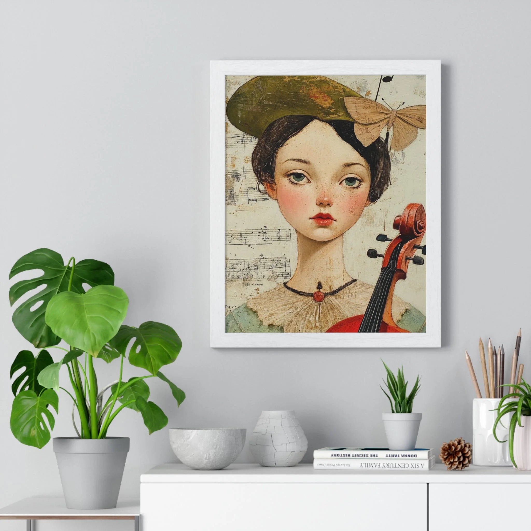 Buy The Best red violin art print gold By Artsulli x Color Printify - Girl with Violin Framed Poster - 2025