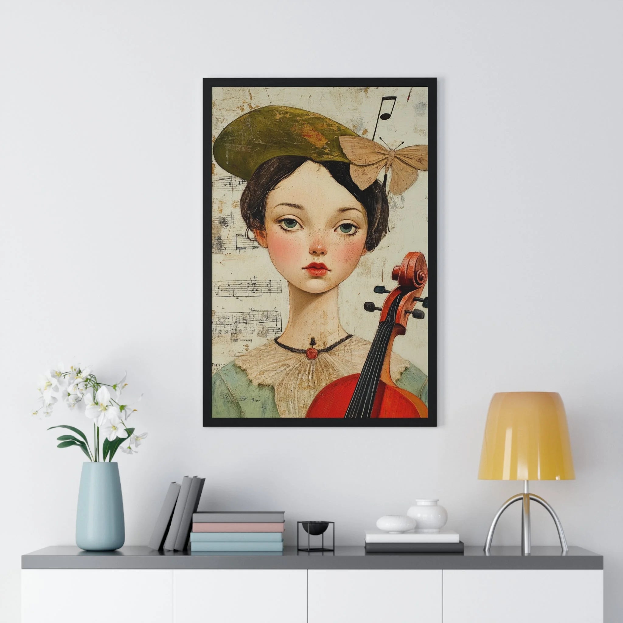 Buy The Best black framed artwork girl brown By Artsulli x Color Printify - Girl with Violin Framed Poster - 2025