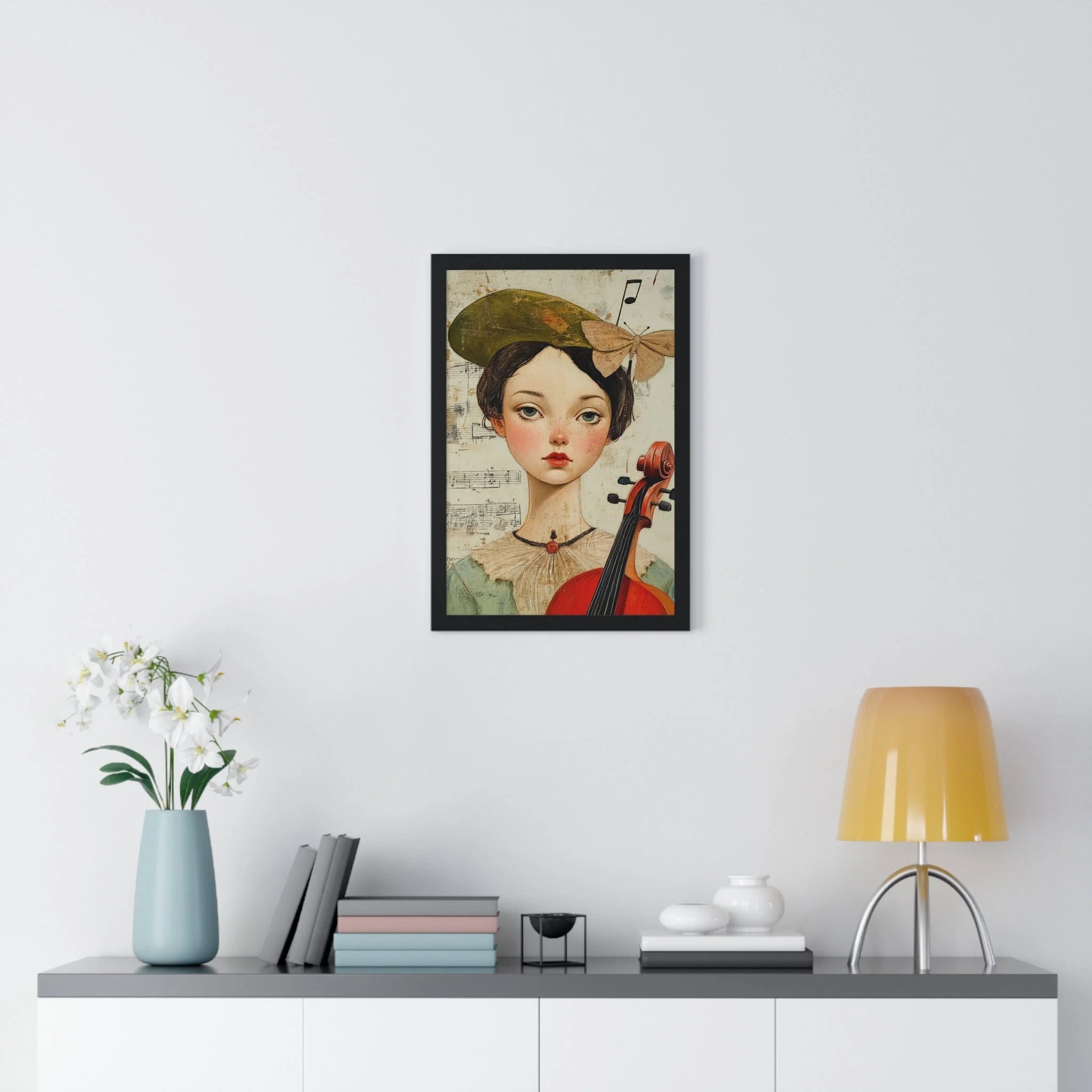 Buy The Best black framed portrait woman musical By Artsulli x Color Printify - Girl with Violin Framed Poster - 2025