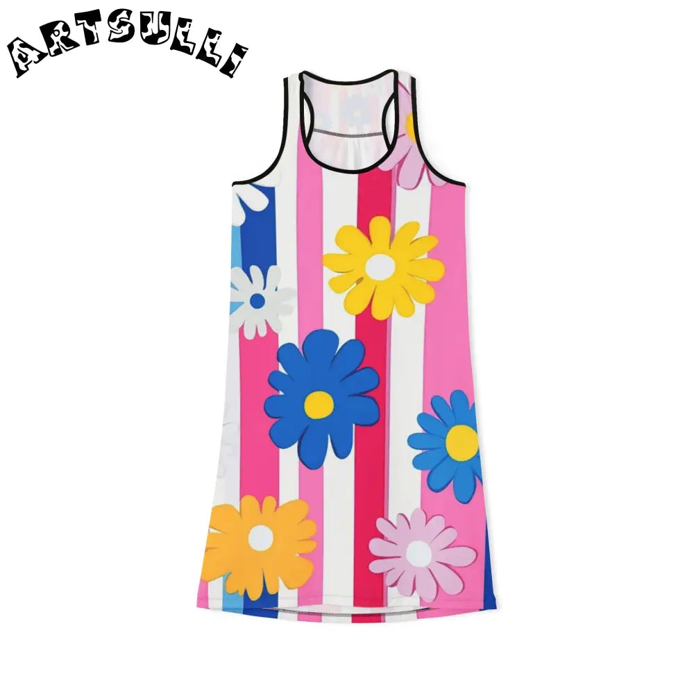 Girls Floral Dress in a Soft Jersey-Knit Fabric Blend, Artsulli - Art is Long, Life is Short, Tank Top, Size, XS, Color, Black, , , 55497897522510
