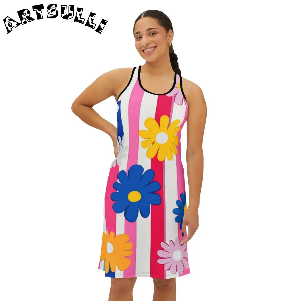 Girls Floral Dress in a Soft Jersey-Knit Fabric Blend, Artsulli - Art is Long, Life is Short, Tank Top, , , , , , , 