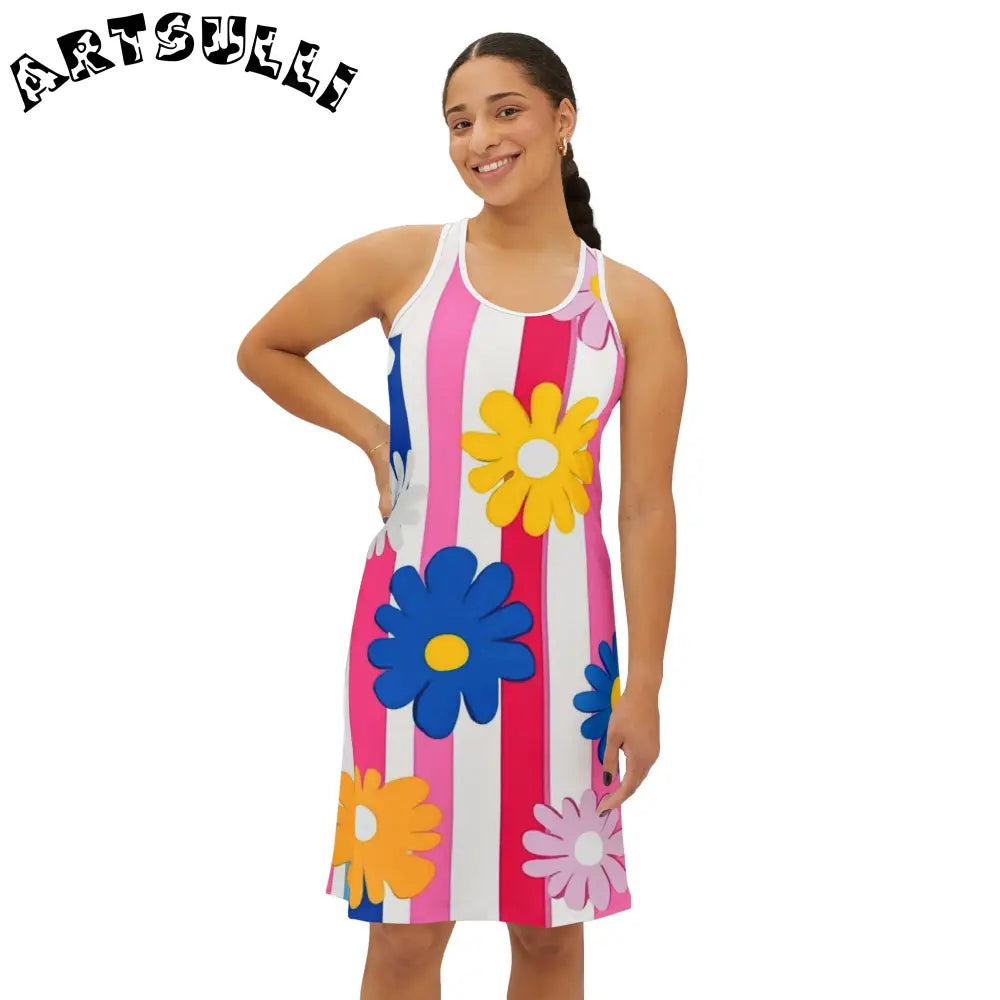 Girls Floral Dress in a Soft Jersey-Knit Fabric Blend, Artsulli - Art is Long, Life is Short, Tank Top, , , , , , , 