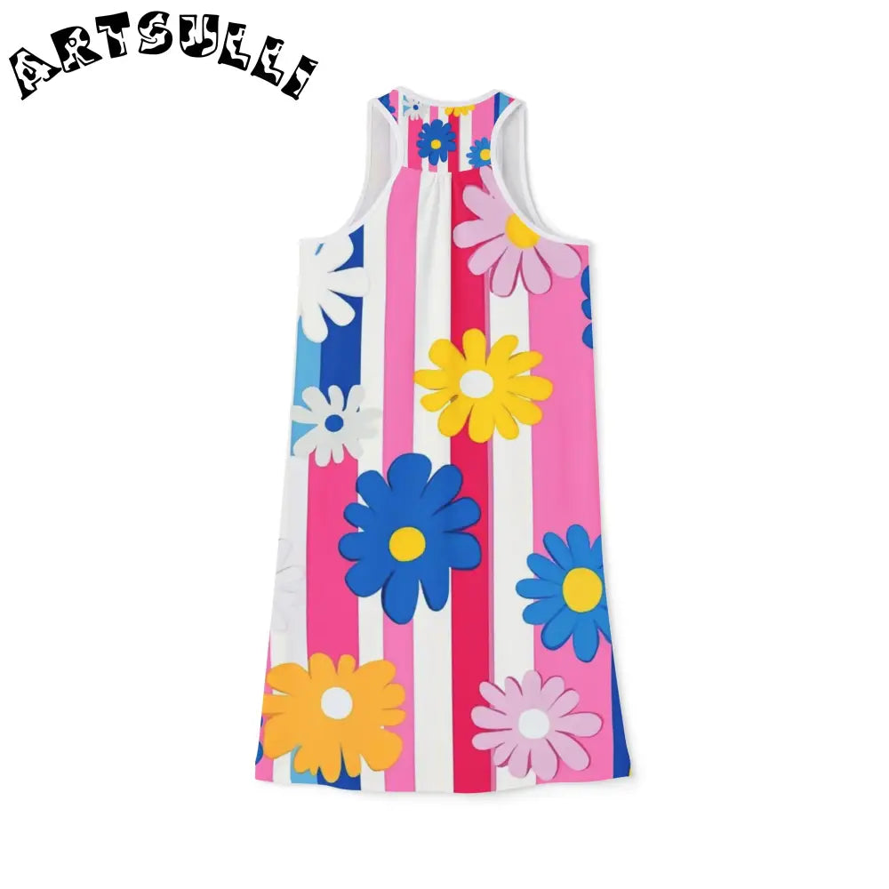 Girls Floral Dress in a Soft Jersey-Knit Fabric Blend, Artsulli - Art is Long, Life is Short, Tank Top, , , , , , , 