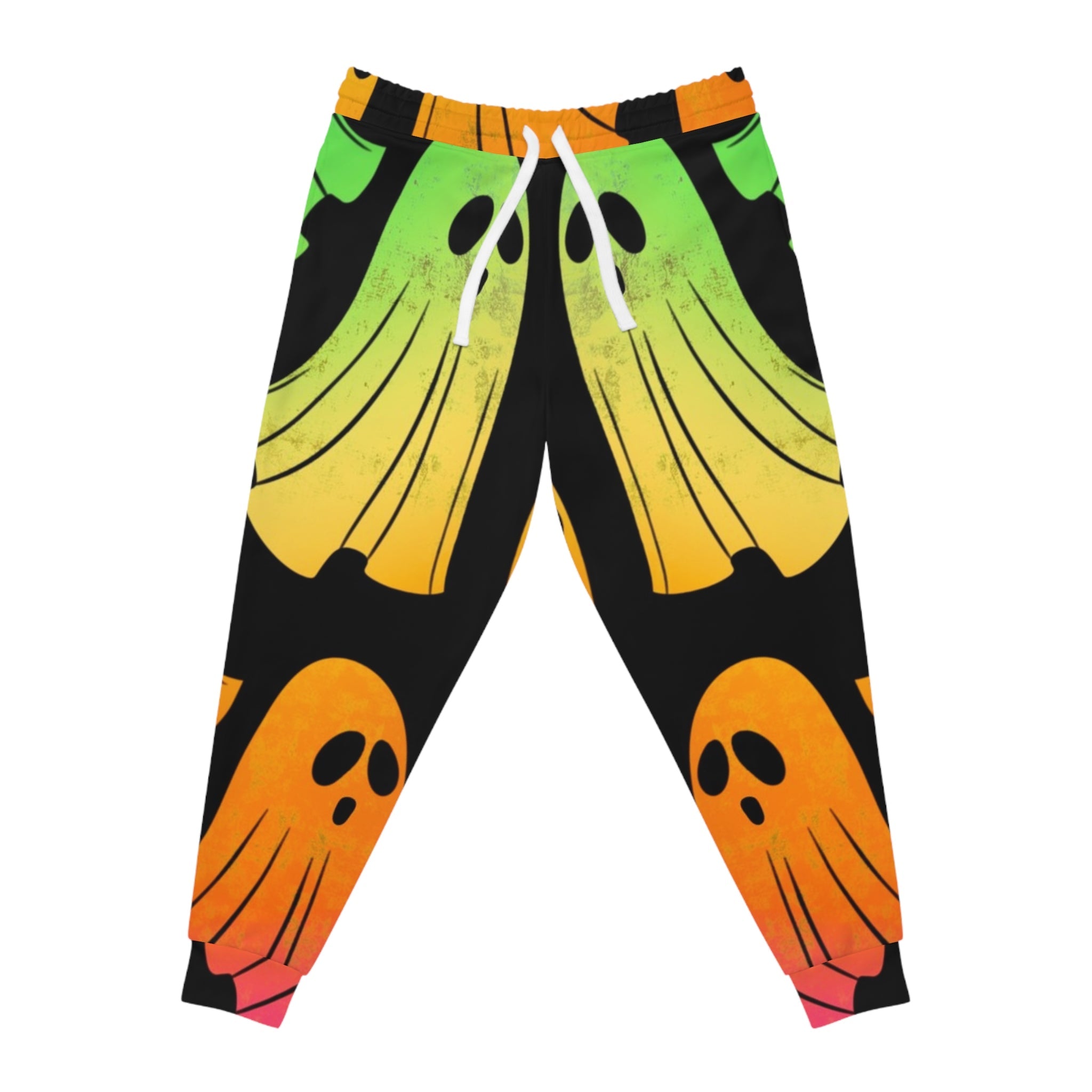 Gradient Ghost Pattern Joggers, Artsulli - Art is Long, Life is Short, All Over Prints, Size, S, Color, Seam thread color automatically matched to design, , , 20981294388691728946