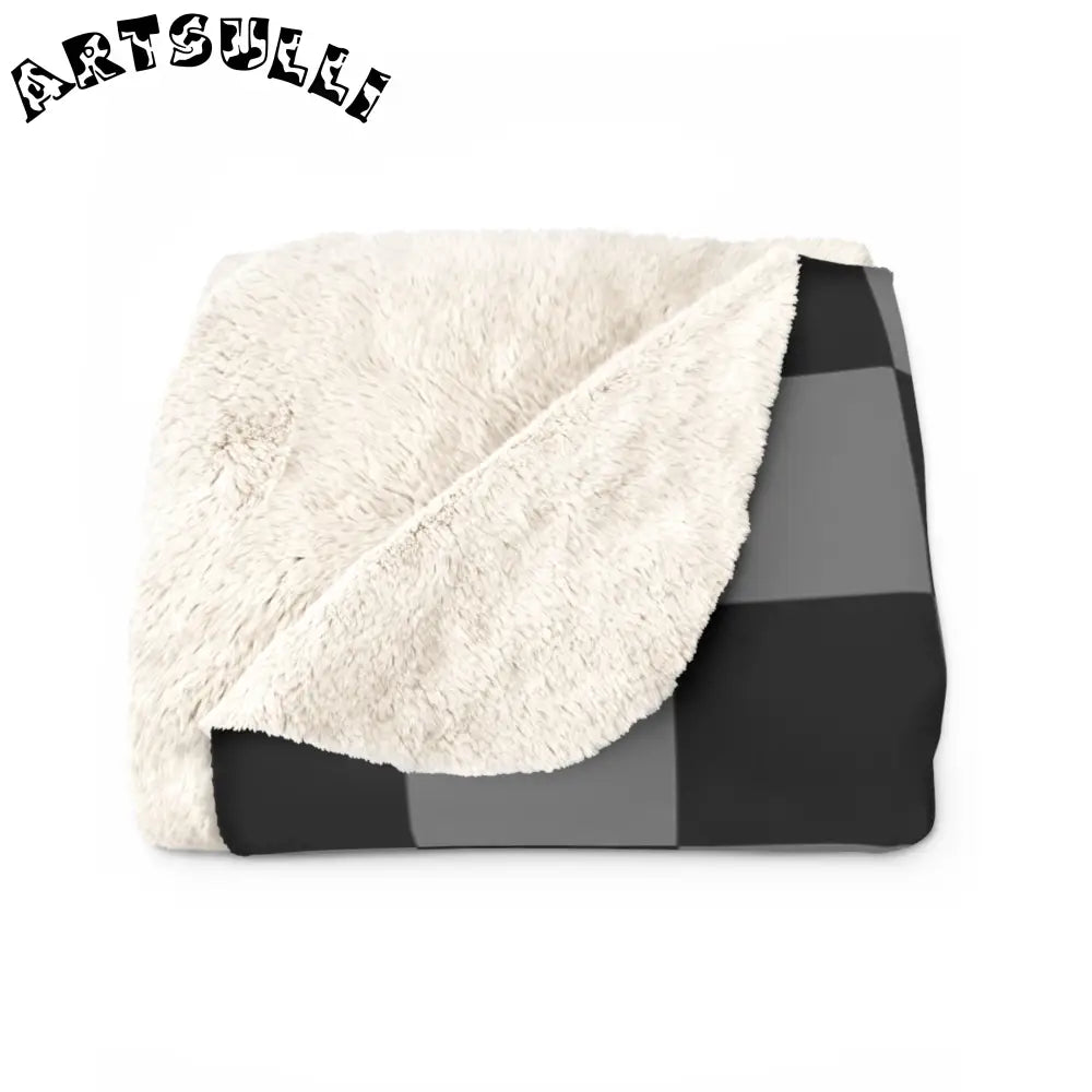 JAKKOUTTHEBXX Gray and Black Checkerboard Cozy Fleece Blanket 2025