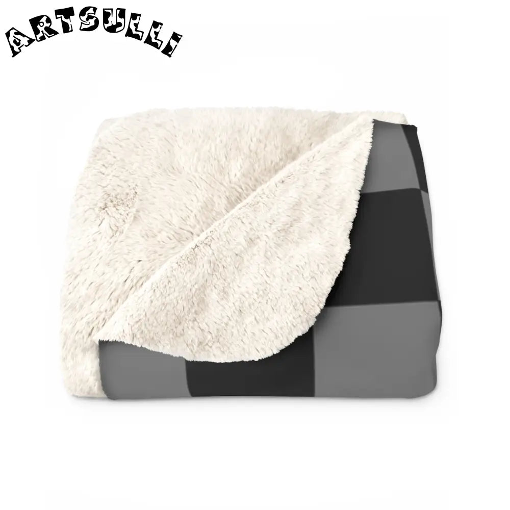 JAKKOUTTHEBXX Gray and Black Checkerboard Cozy Fleece Blanket 2025