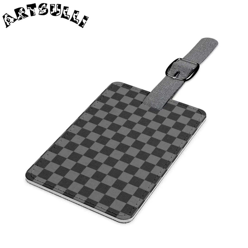 Gray and Black Checkered Personalized Luggage Tag, Artsulli - Art is Long, Life is Short, Accessories, , , , , , , 