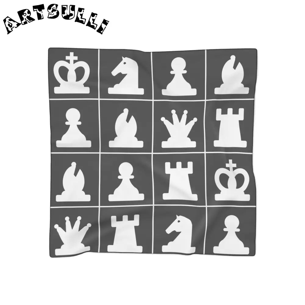 Gray Chess Piece Sheer Scarf, Artsulli - Art is Long, Life is Short, Accessories, Color, Poly chiffon, Size, 25" × 25", , , 89257088955794639192