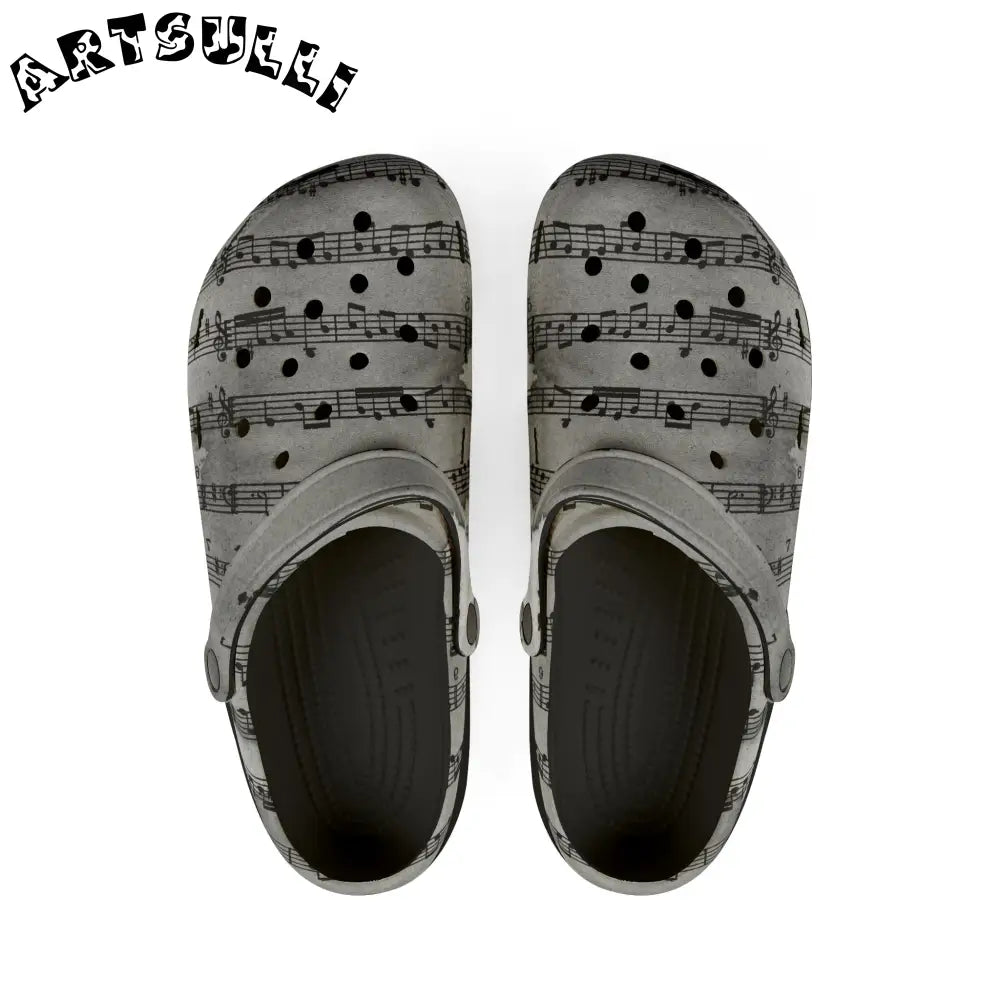 Gray Musical Note EVA Foam Clogs, Artsulli - Art is Long, Life is Short, Shoes, Size, US 6 (Women's), Color, Black, , , 30046291028856825108