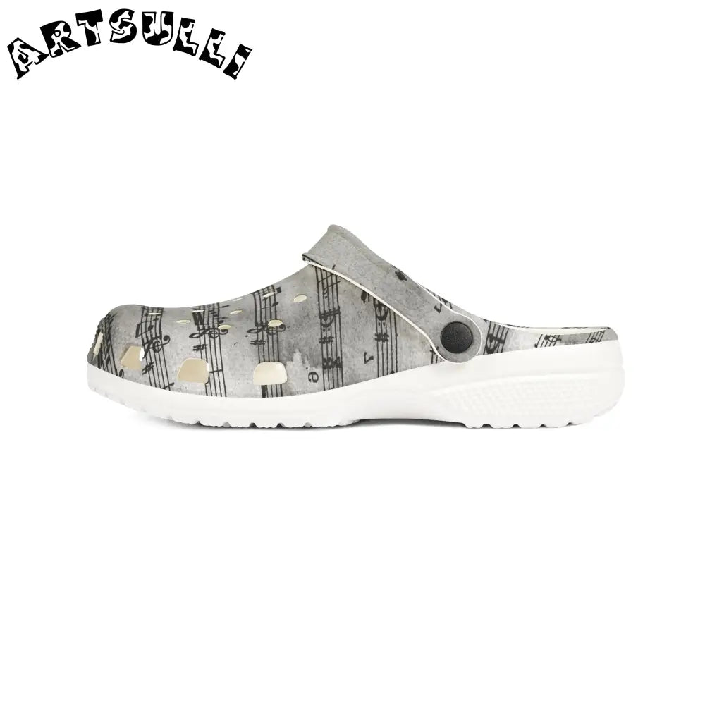 Gray Musical Note EVA Foam Clogs, Artsulli - Art is Long, Life is Short, Shoes, , , , , , , 