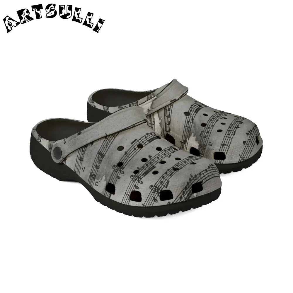 Gray Musical Note EVA Foam Clogs, Artsulli - Art is Long, Life is Short, Shoes, , , , , , , 