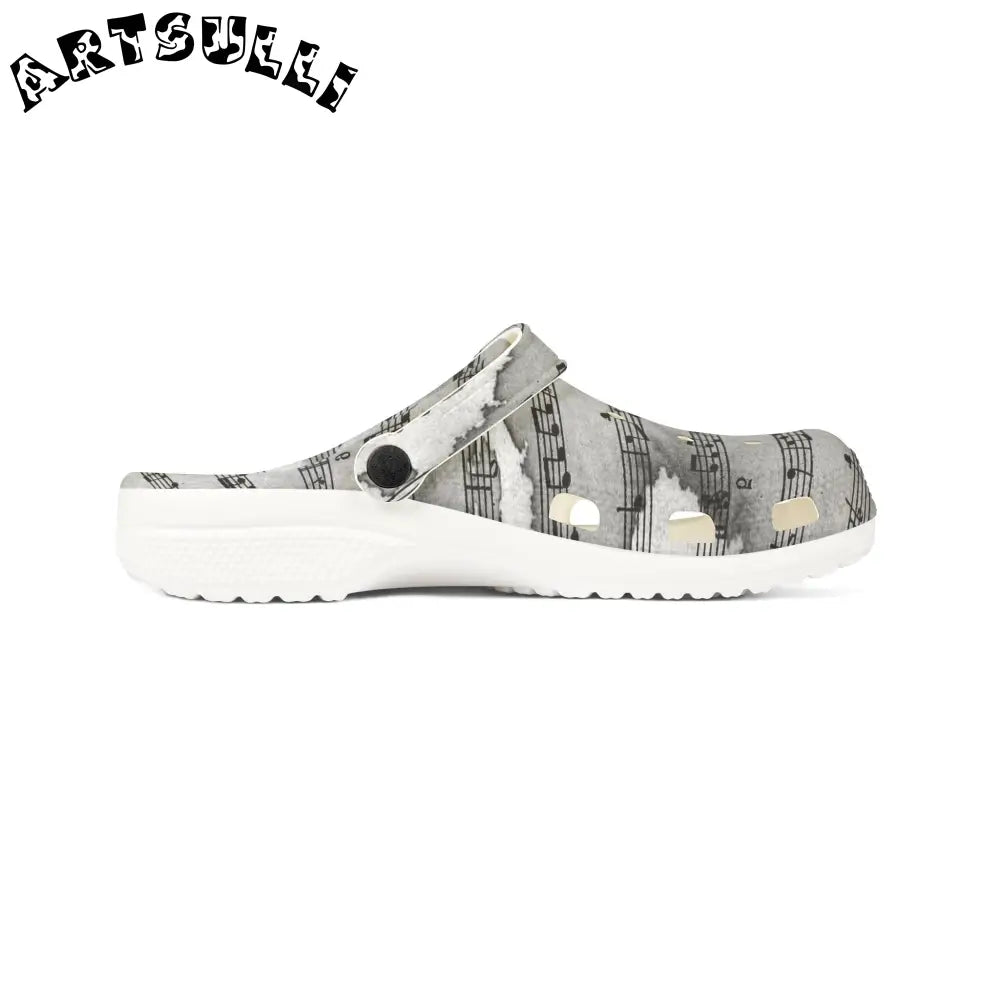 Gray Musical Note EVA Foam Clogs, Artsulli - Art is Long, Life is Short, Shoes, , , , , , , 