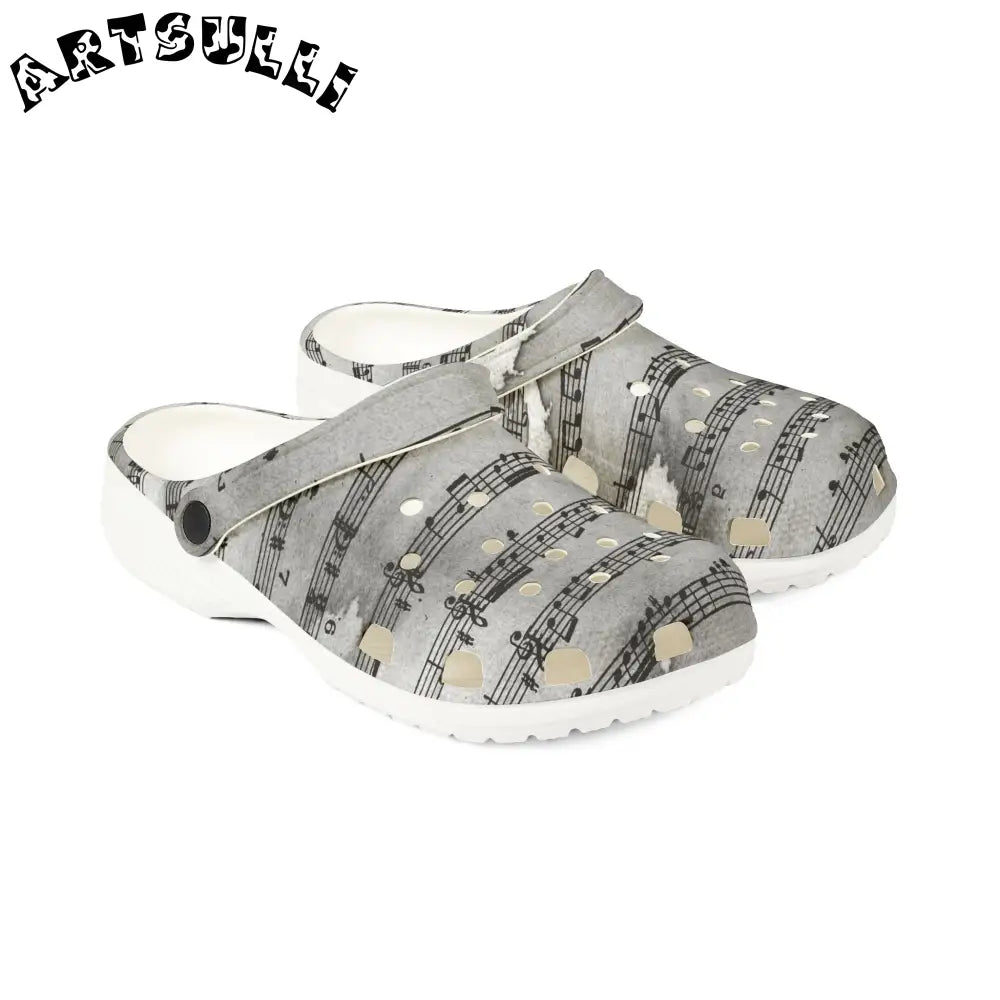 Gray Musical Note EVA Foam Clogs, Artsulli - Art is Long, Life is Short, Shoes, , , , , , , 