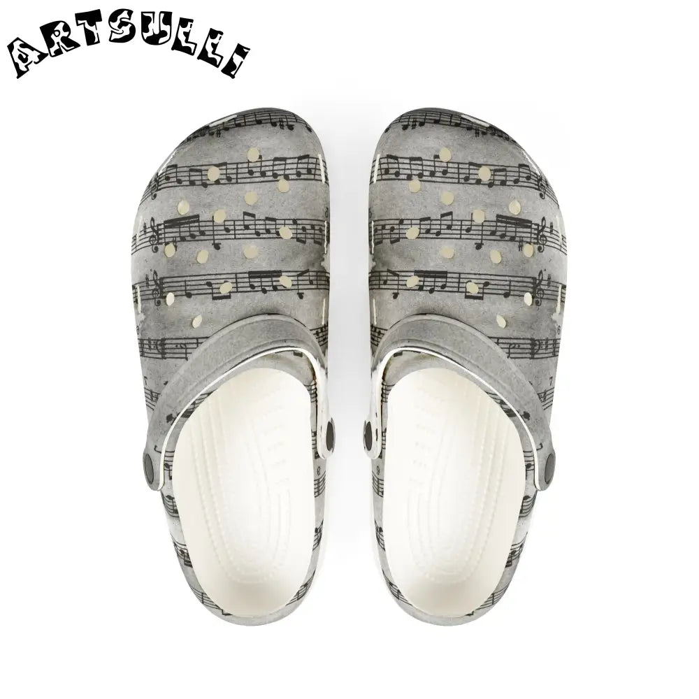 Gray Musical Note EVA Foam Clogs, Artsulli - Art is Long, Life is Short, Shoes, Size, US 6 (Women's), Color, White, , , 10843167795703918246