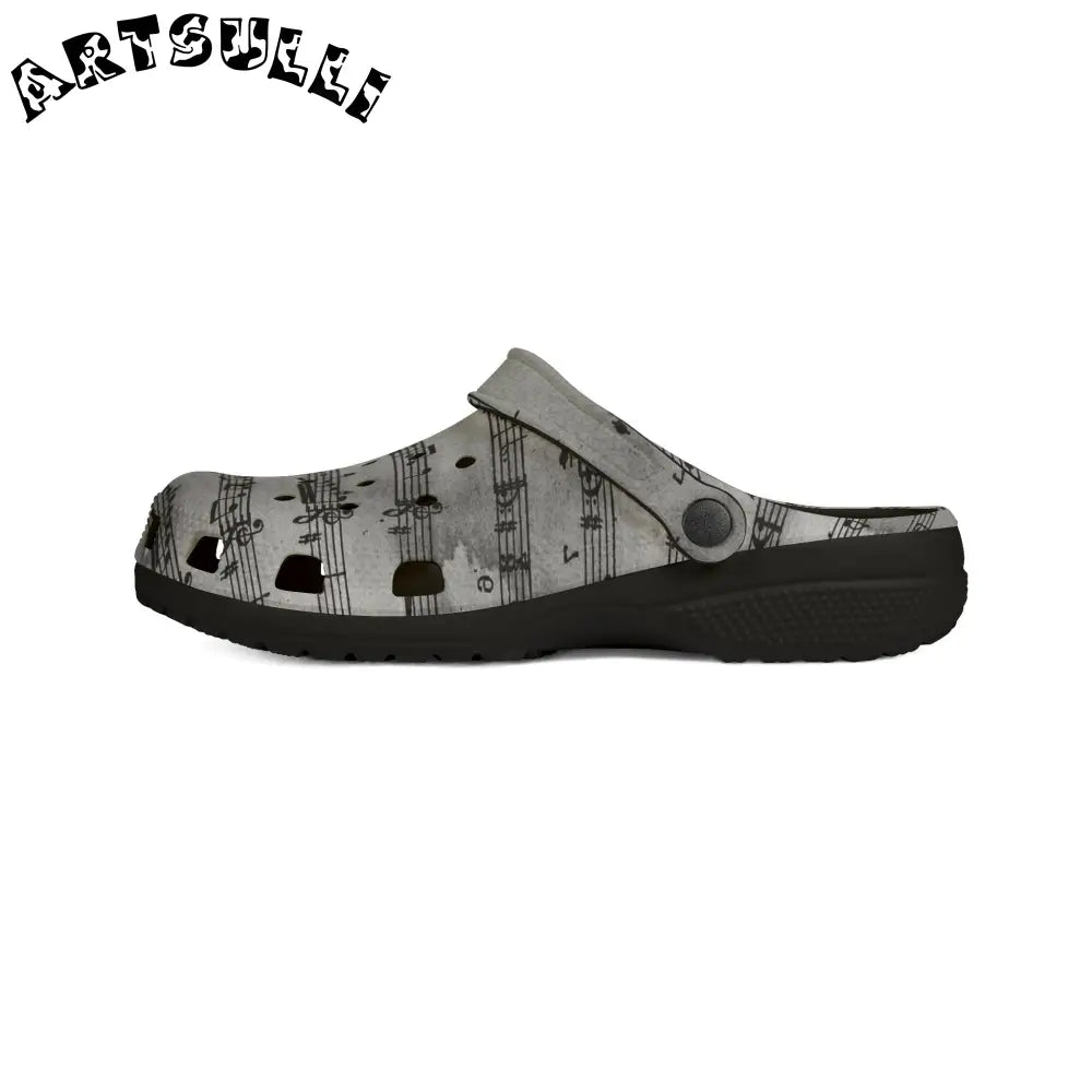 Gray Musical Note EVA Foam Clogs, Artsulli - Art is Long, Life is Short, Shoes, , , , , , , 