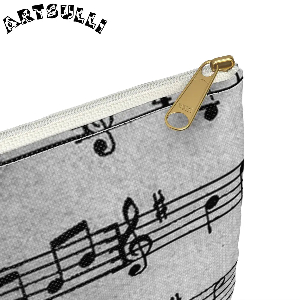 Grayscale Musical Score Flat Pouch, Artsulli - Art is Long, Life is Short, Bags, , , , , , , 