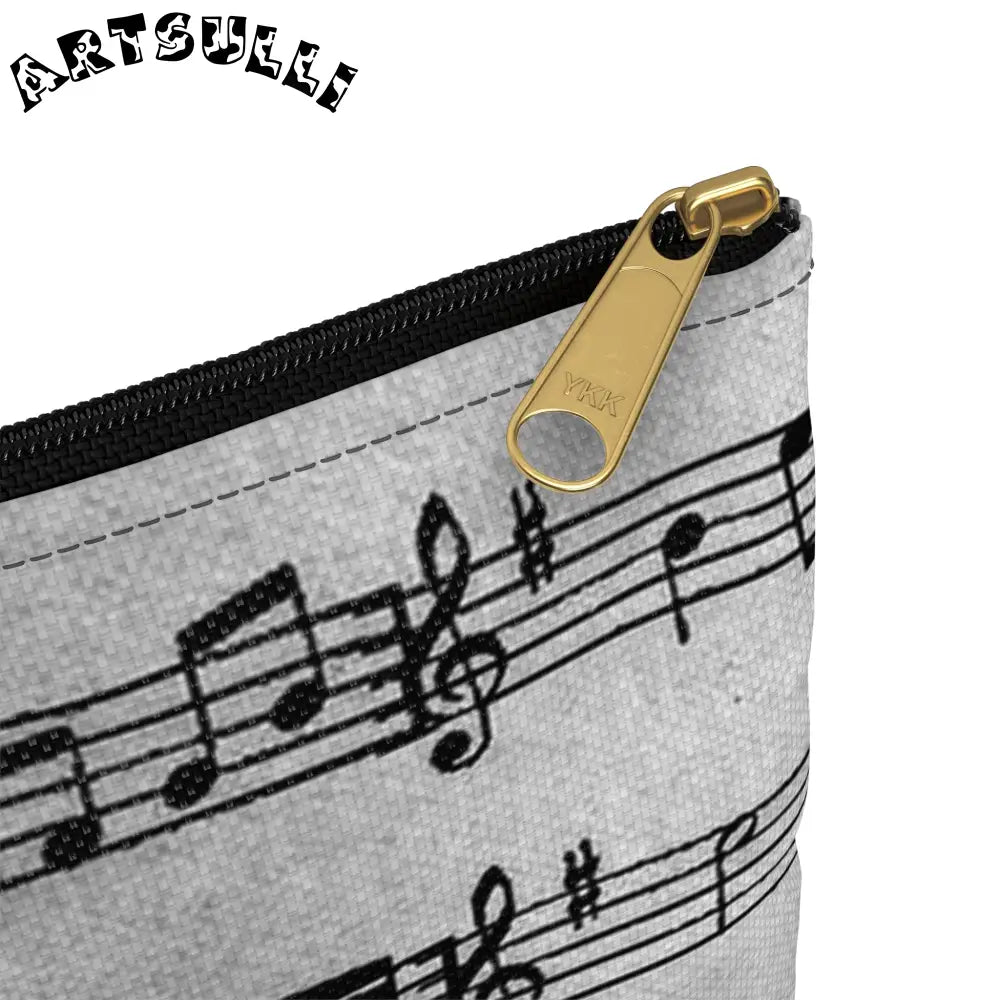 Grayscale Musical Score Flat Pouch, Artsulli - Art is Long, Life is Short, Bags, , , , , , , 