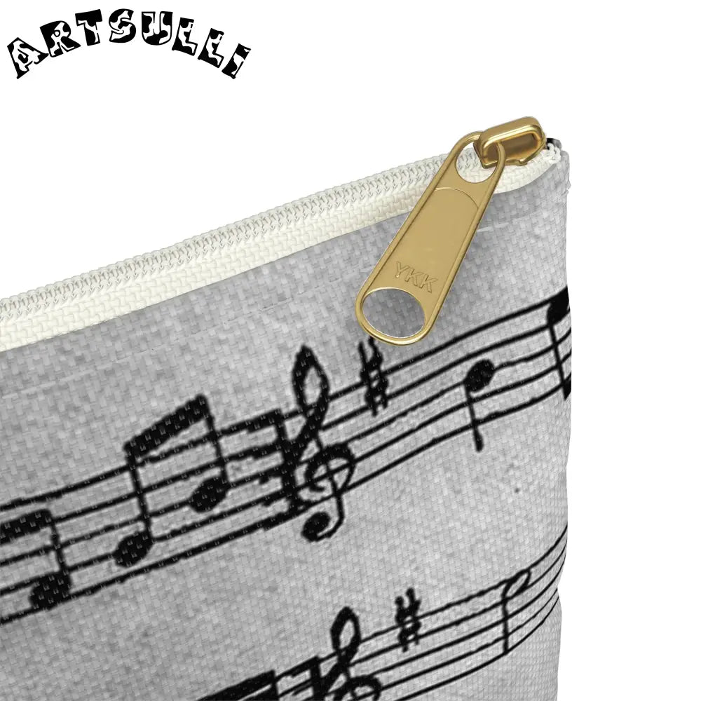 Grayscale Musical Score Flat Pouch, Artsulli - Art is Long, Life is Short, Bags, , , , , , , 