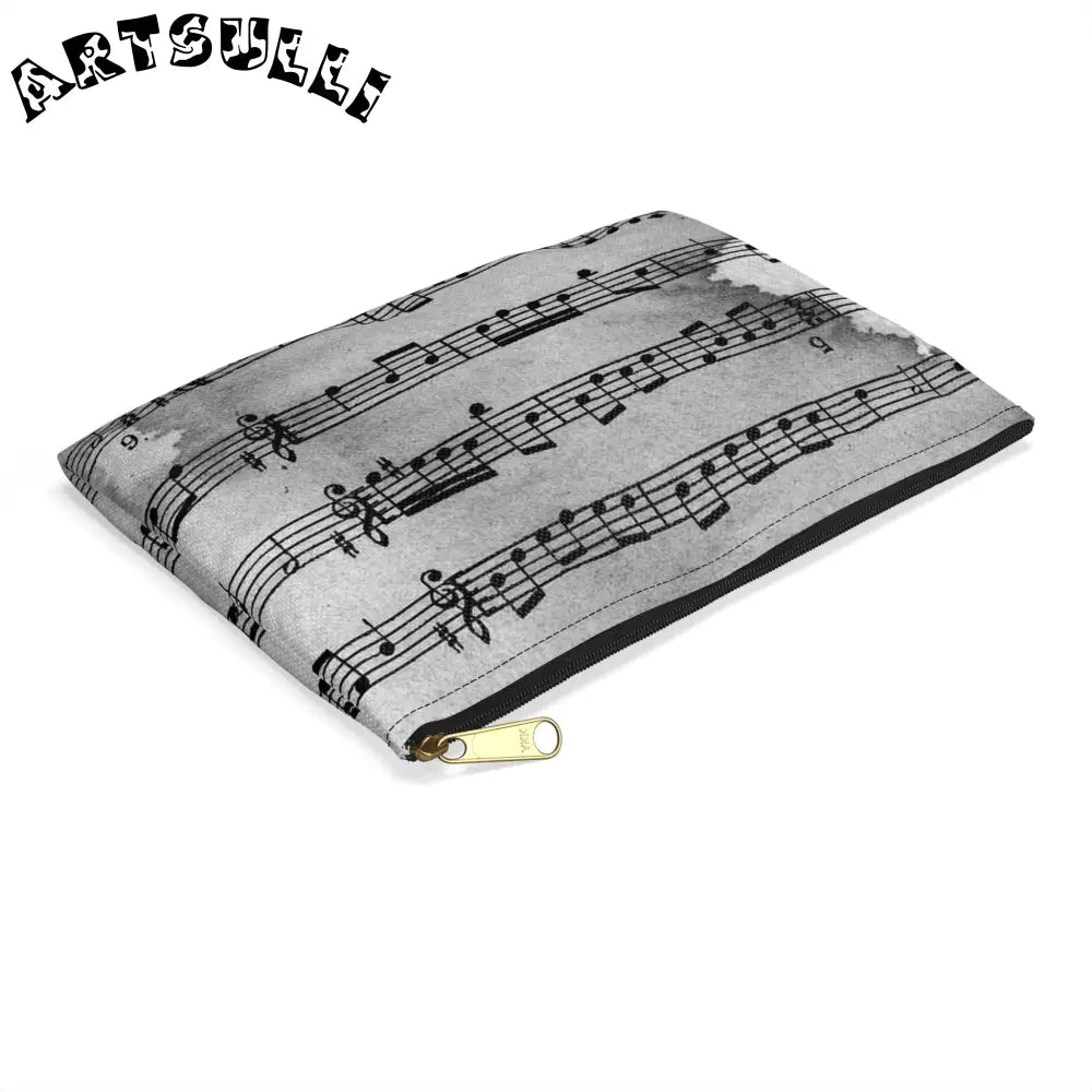 Grayscale Musical Score Flat Pouch, Artsulli - Art is Long, Life is Short, Bags, , , , , , , 