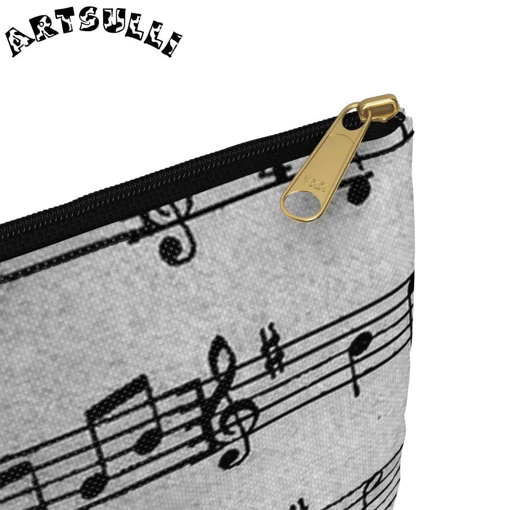 Grayscale Musical Score Flat Pouch, Artsulli - Art is Long, Life is Short, Bags, , , , , , , 