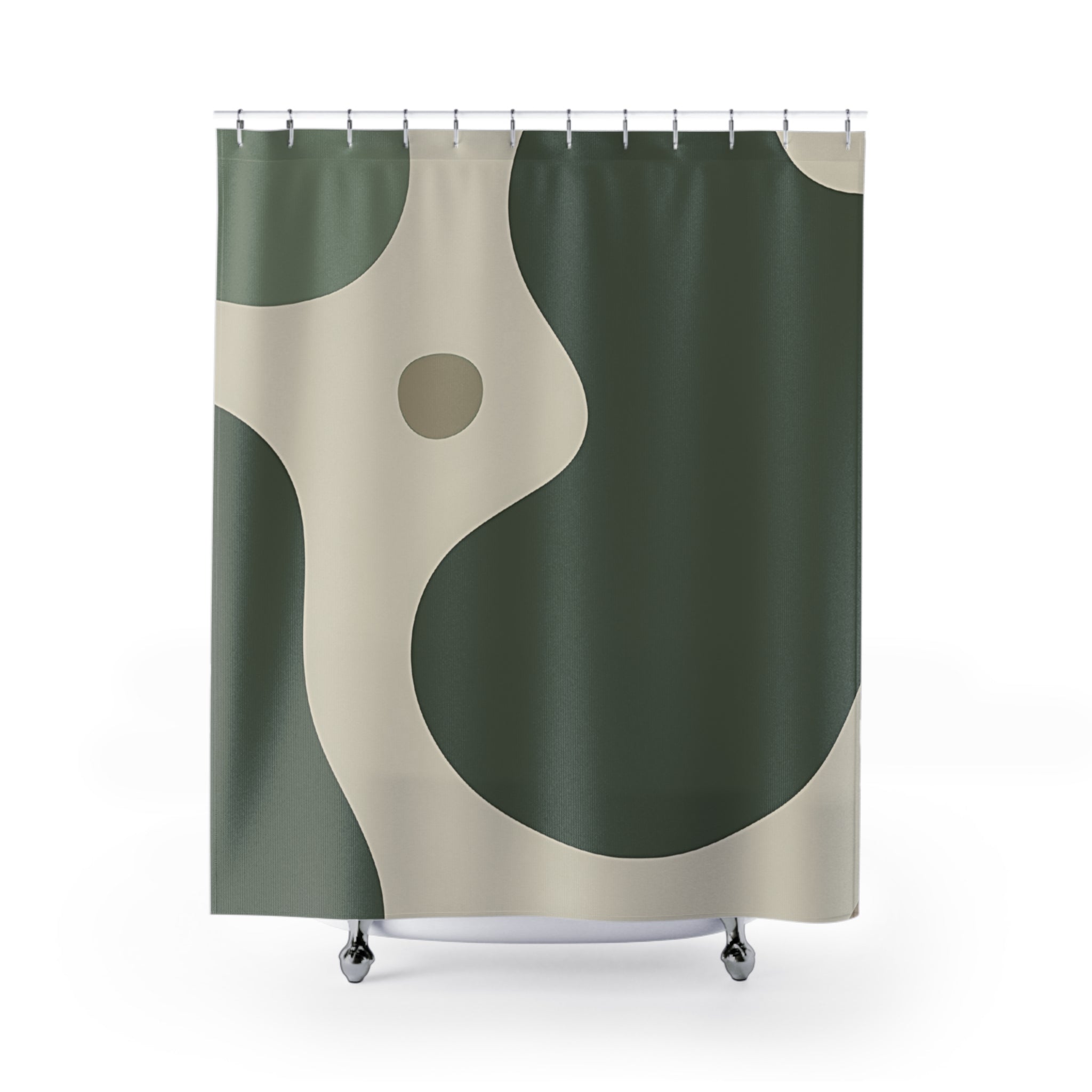 Printify Green and Beige Abstract Shower Curtain 2025